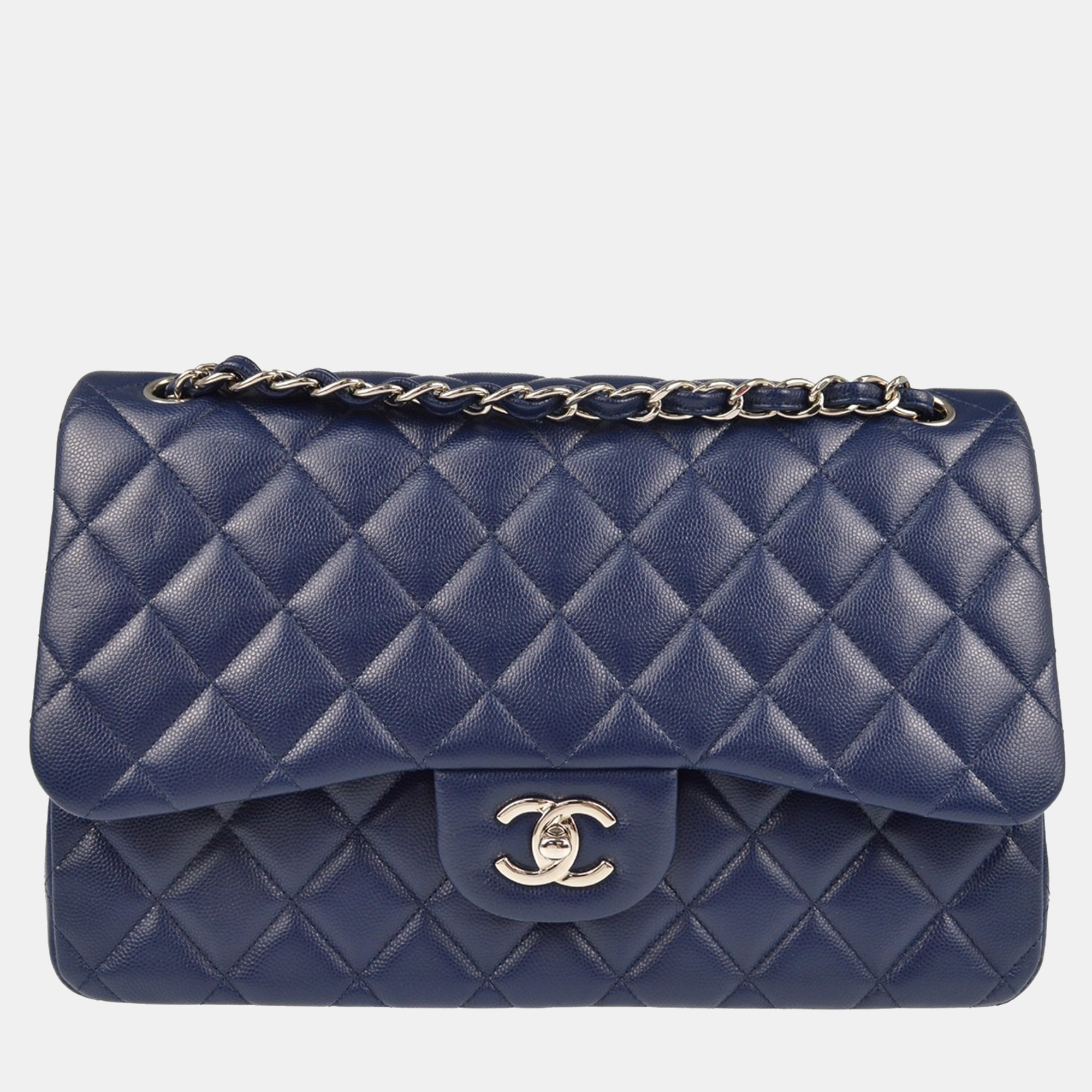

Chanel Blue Calfskin Jumbo Classic Double Flap Shoulder Bag