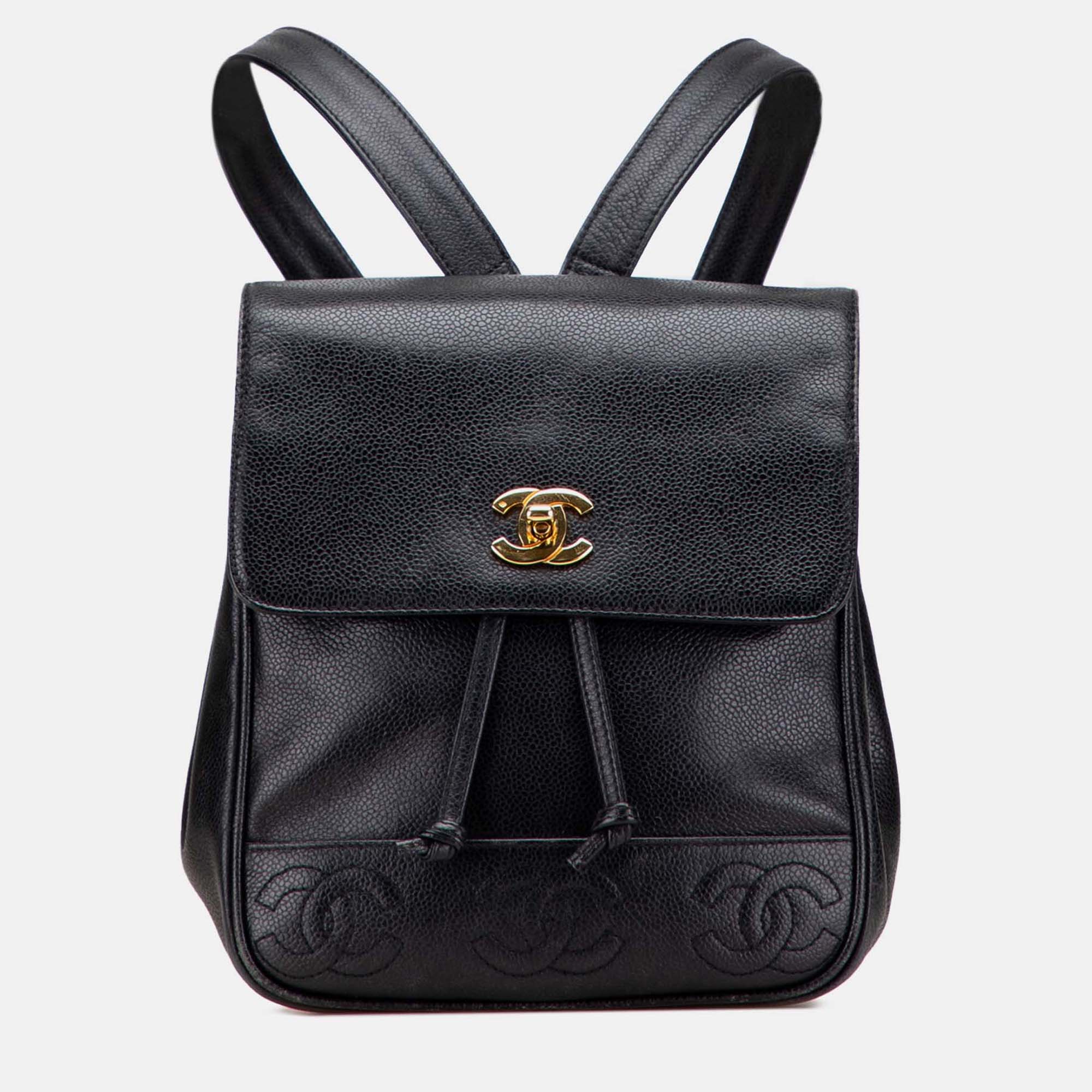 

Chanel Black Caviar Triple CC Backpack