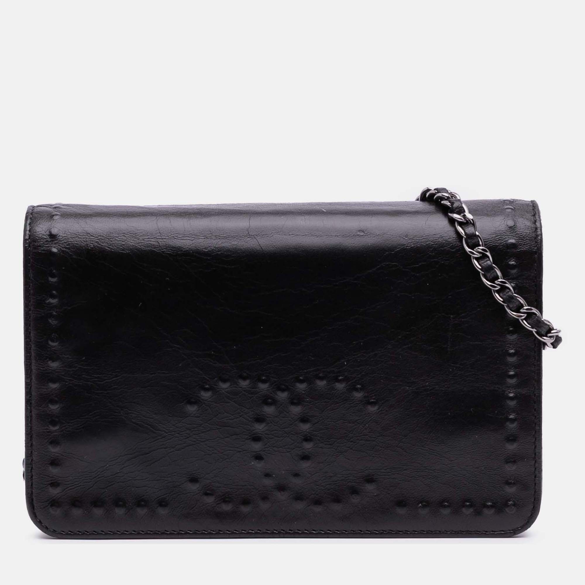 

Chanel Black CC Embossed Lambskin Wallet on Chain