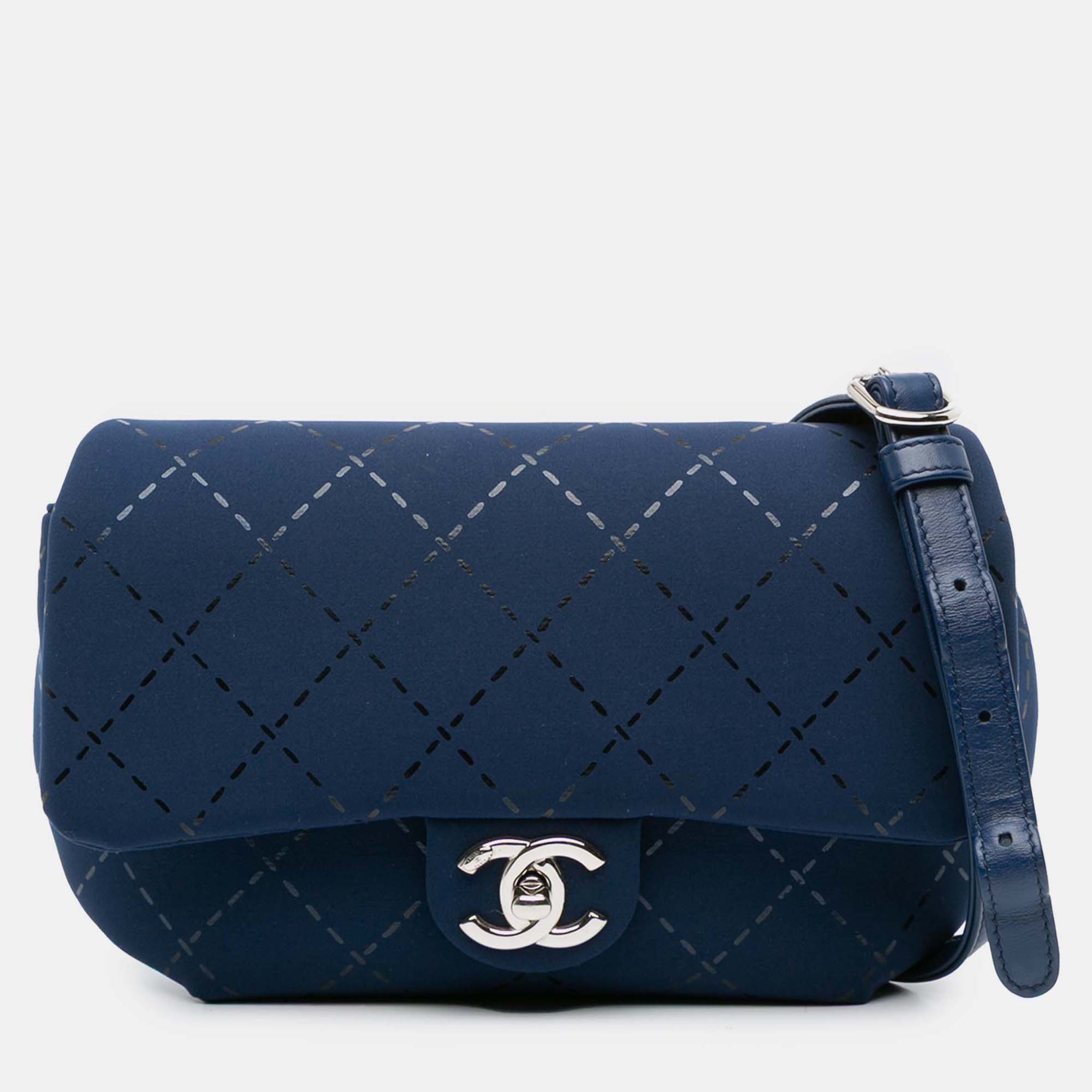 

Chanel Blue Classic Jersey Single Flap
