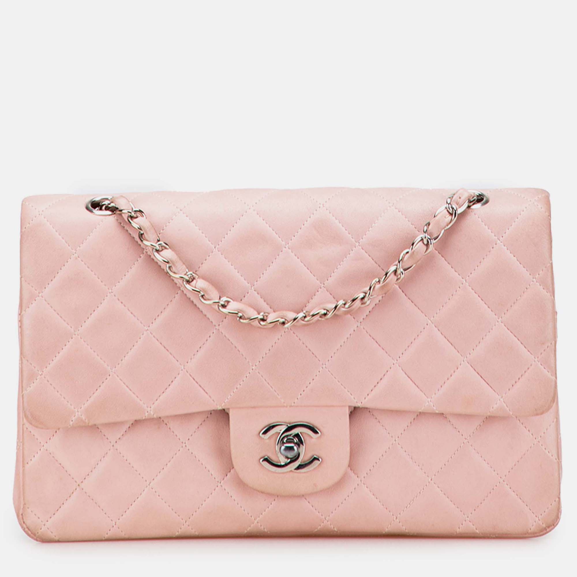 

Chanel Pink Medium Classic Lambskin Double Flap