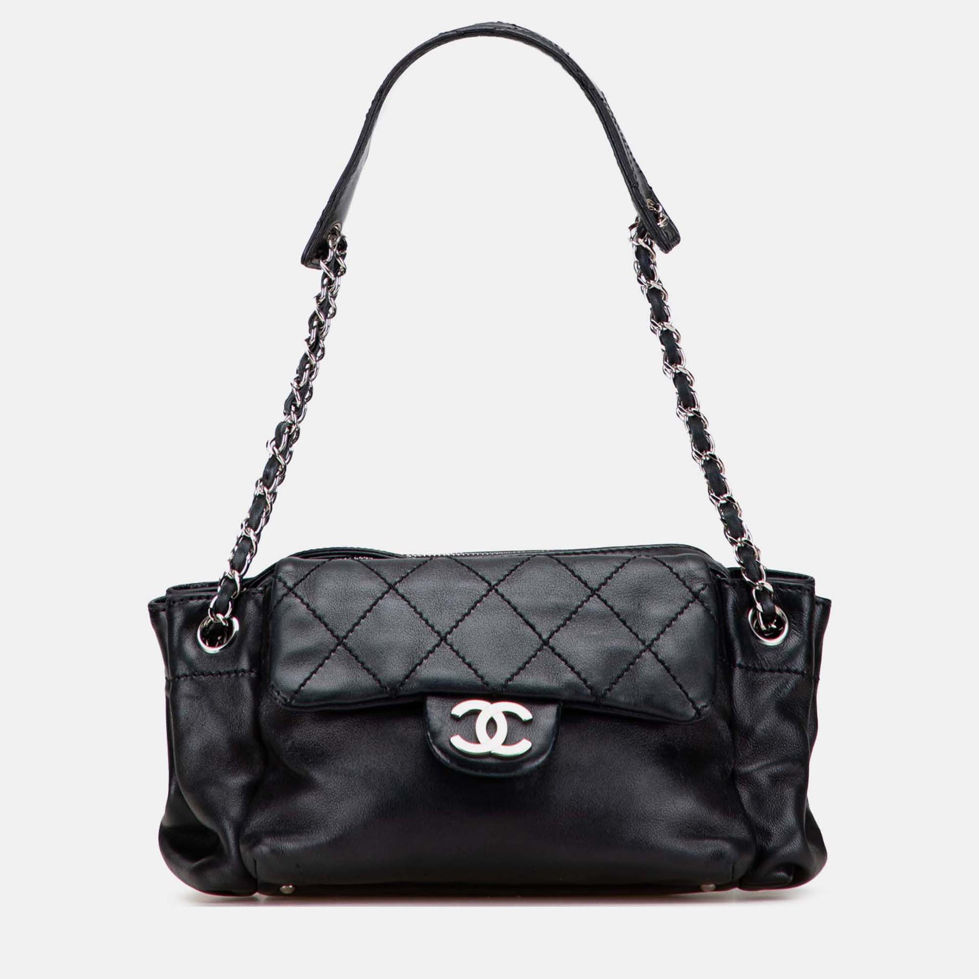 

Chanel Black CC Quilted Lambskin Accordion Shoulder Bag