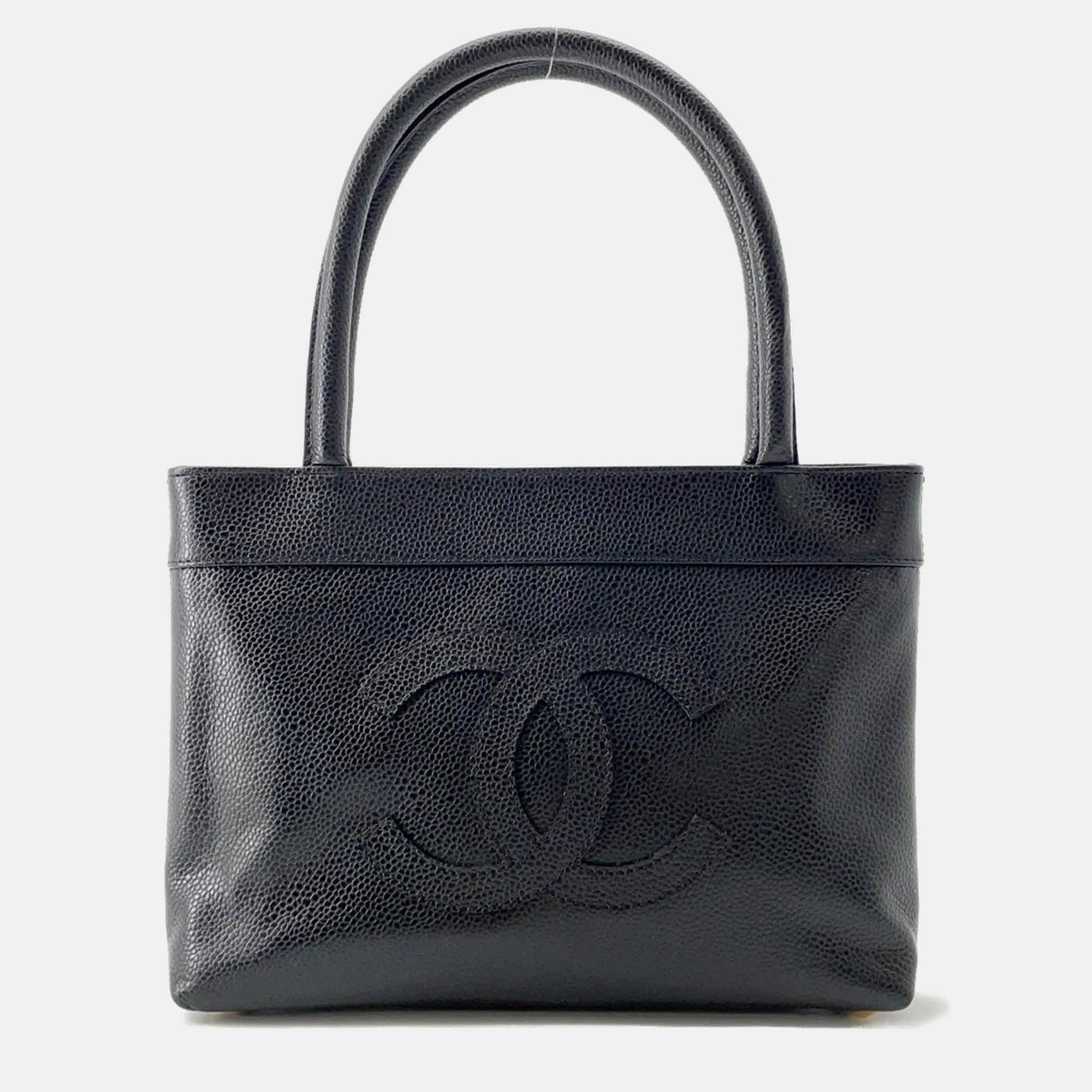 

Chanel CC Logo Black Caviar Leather Handbag