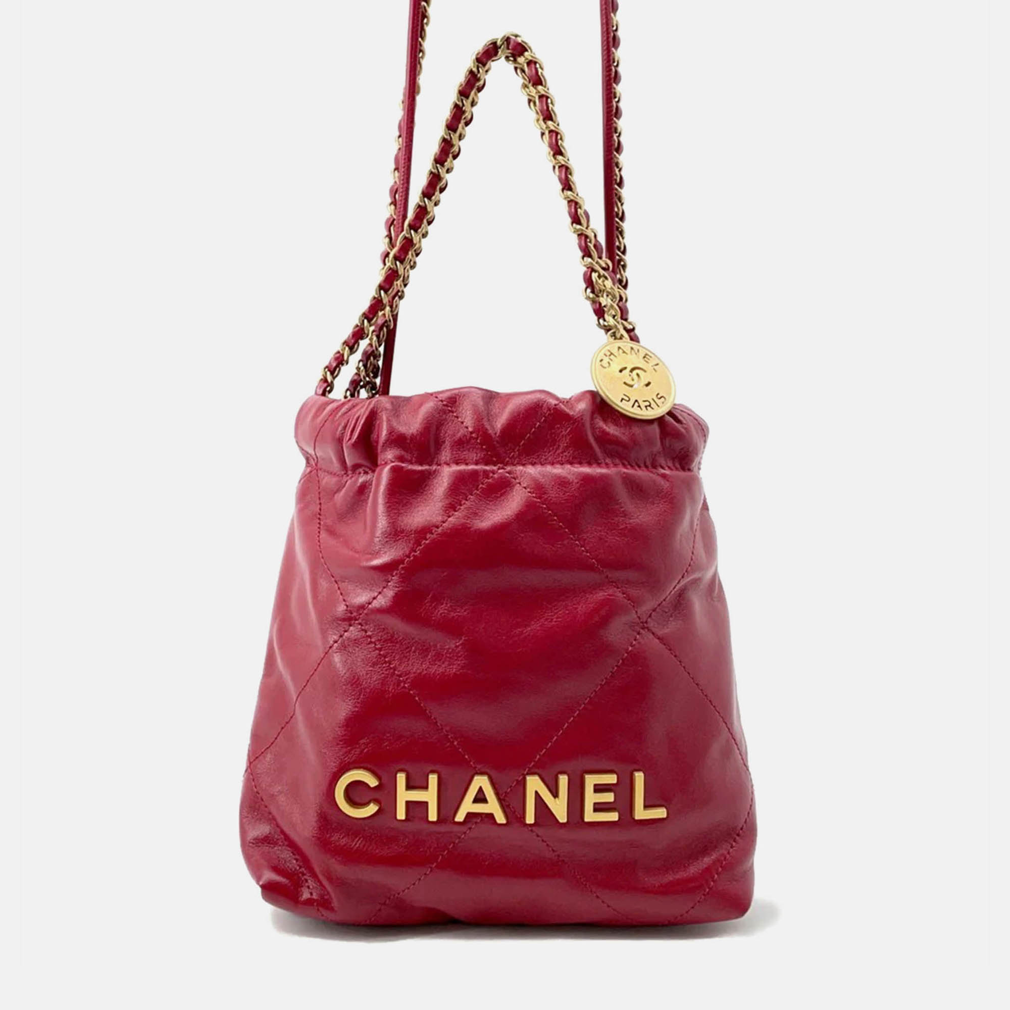 

Chanel Chanel22 Red Calf Leather Mini Chain Shoulder Bag