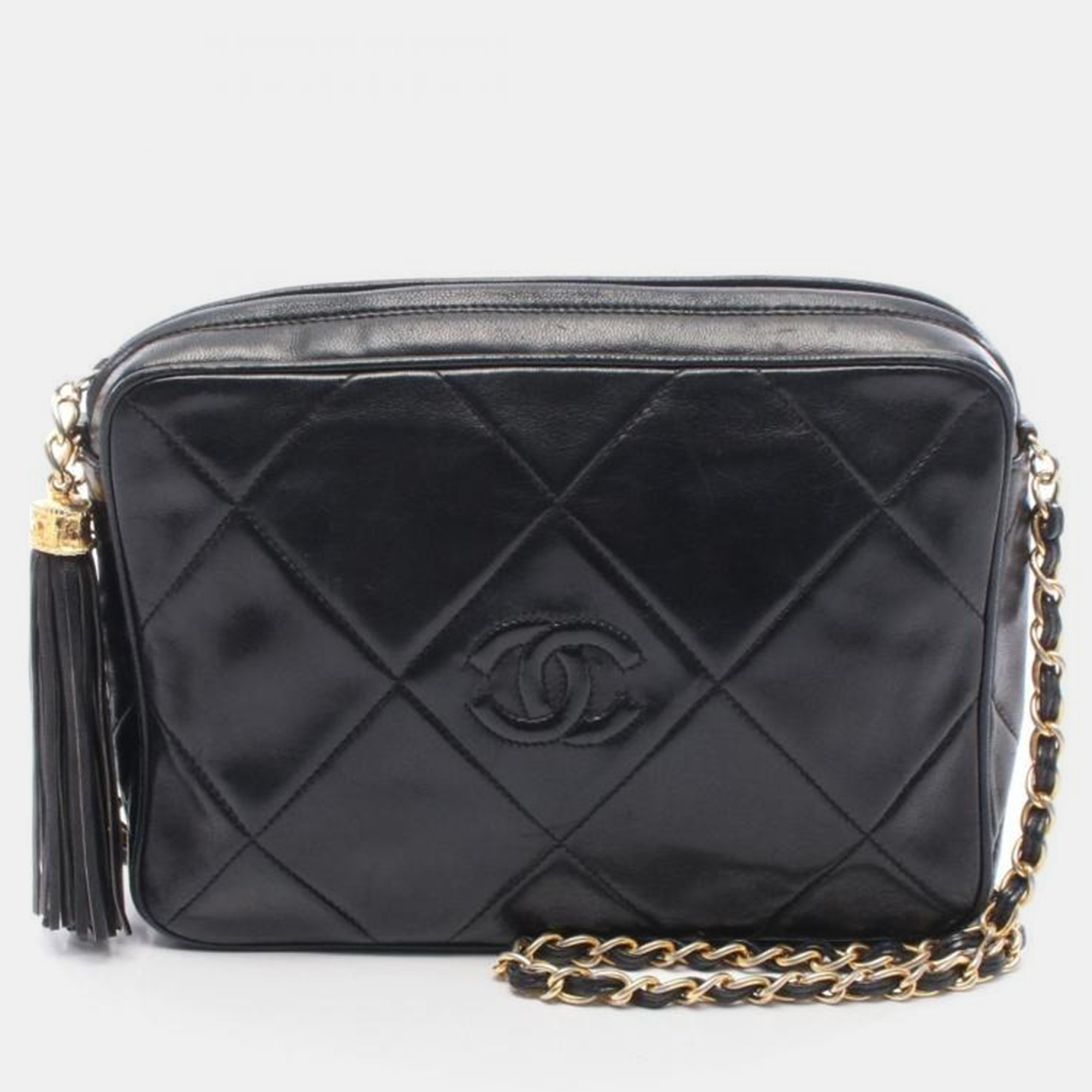 

Chanel Matelasse Black Lambskin Leather Crossbody Bag