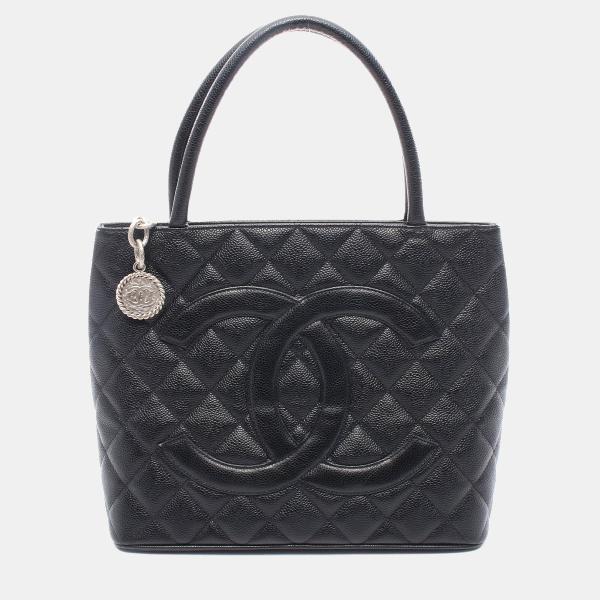 

Chanel Medallion Black Grained Calfskin Leather Tote