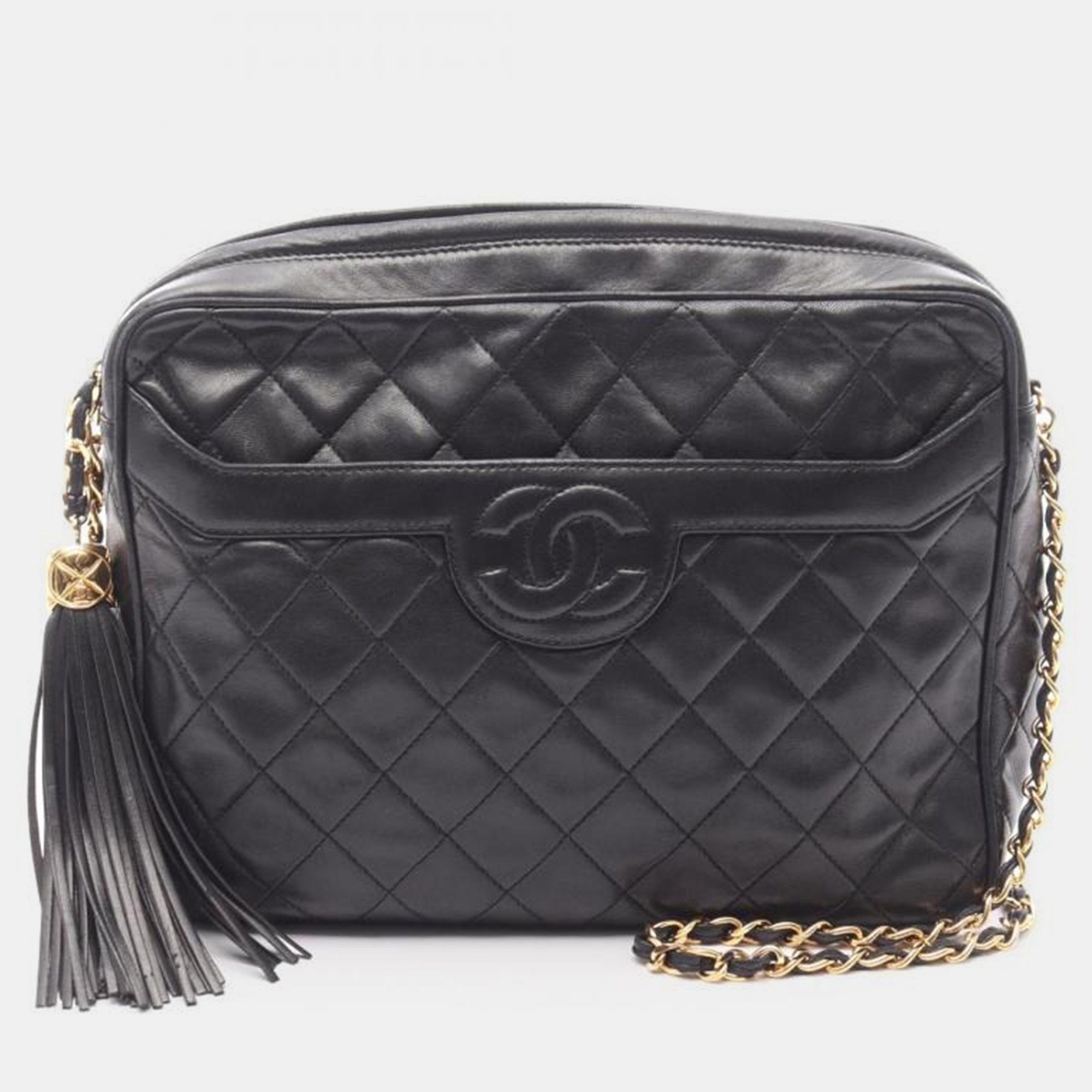 

Chanel Matelasse Black Lambskin Leather Crossbody Bag