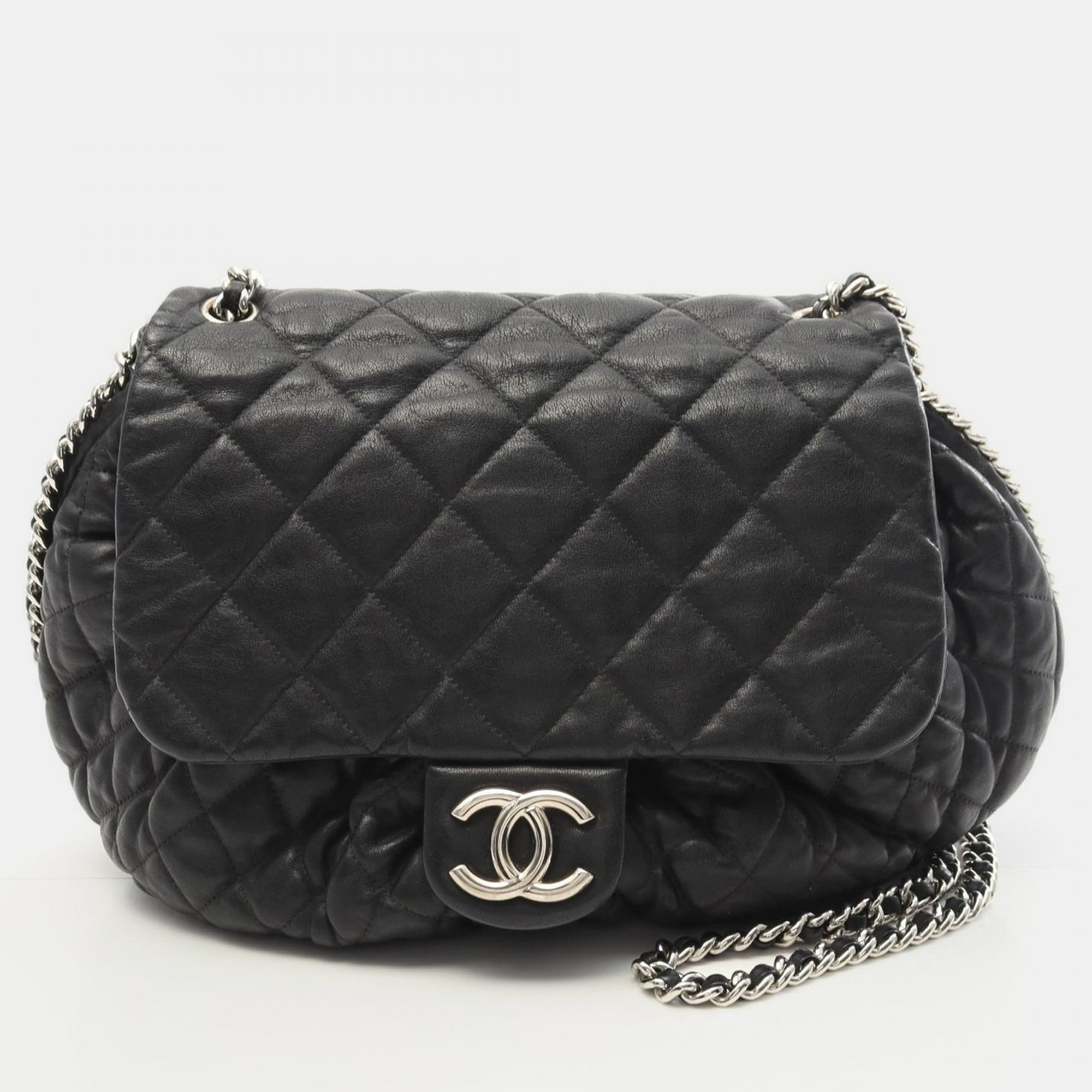 

Chanel Luxury Line Black Leather Matelassé Chain Shoulder Bag SHW
