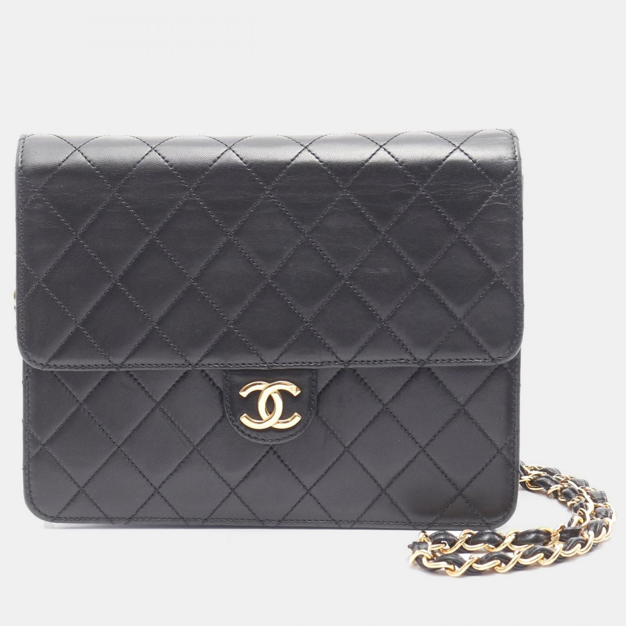 

Chanel Matelassé Black Lambskin Single Flap Chain Shoulder Bag GHW