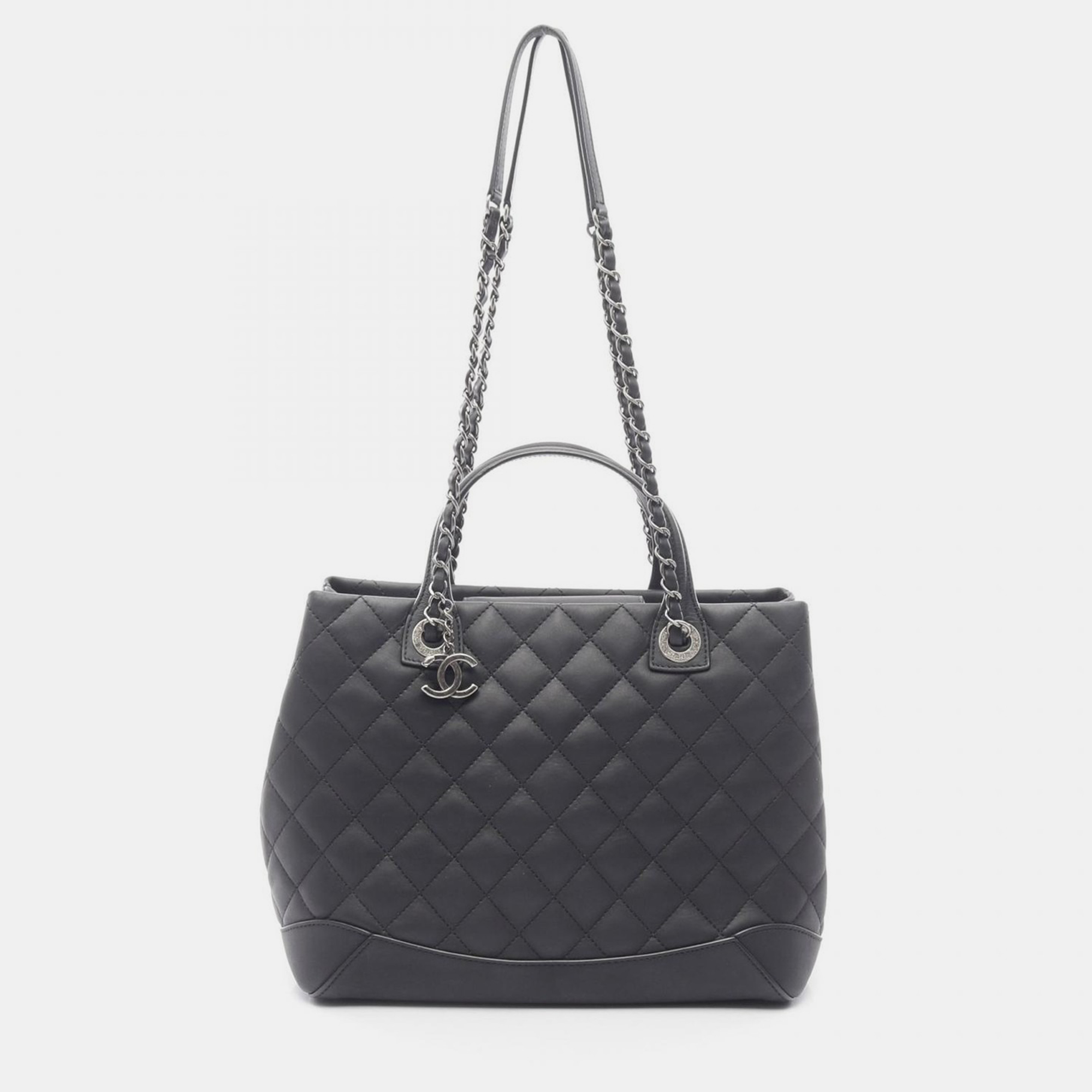 Pre-owned Chanel Matelassé Black Leather Cc Coco Shoulder Tote Shw