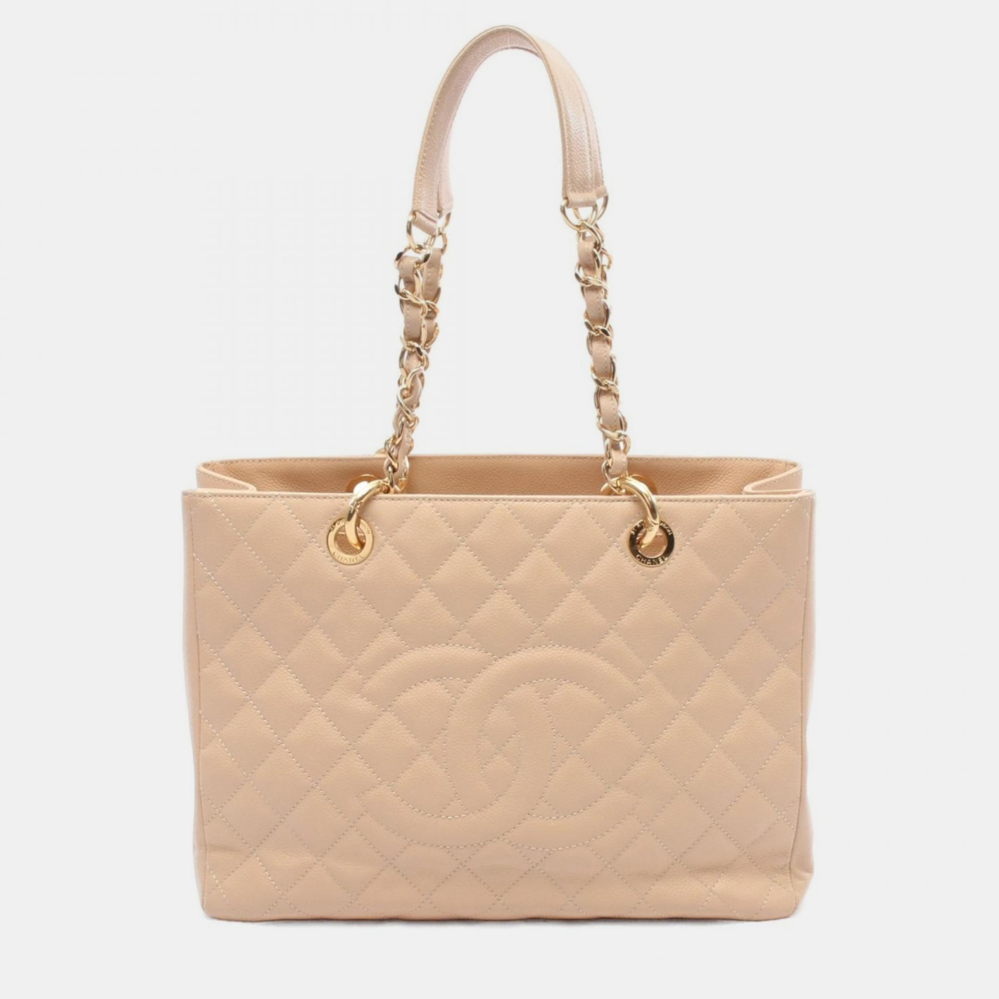 

Chanel Matelassé Calfskin Grand Shopping Chain Shoulder Bag, Beige