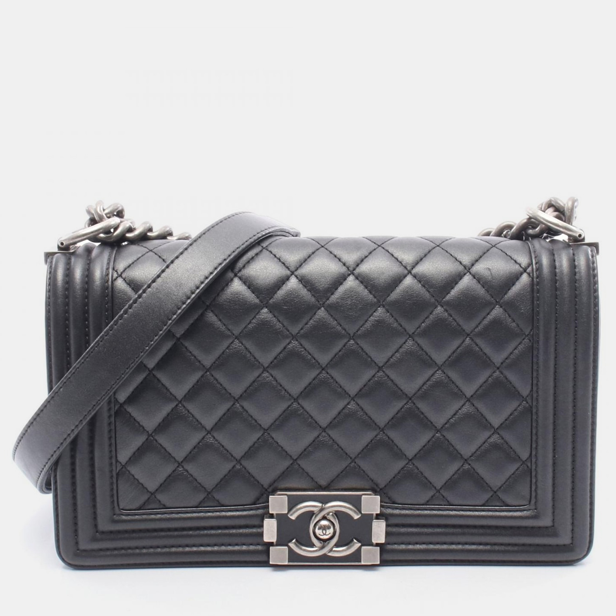 

Chanel Boy Chanel Black Lambskin Chain Shoulder Bag SHW