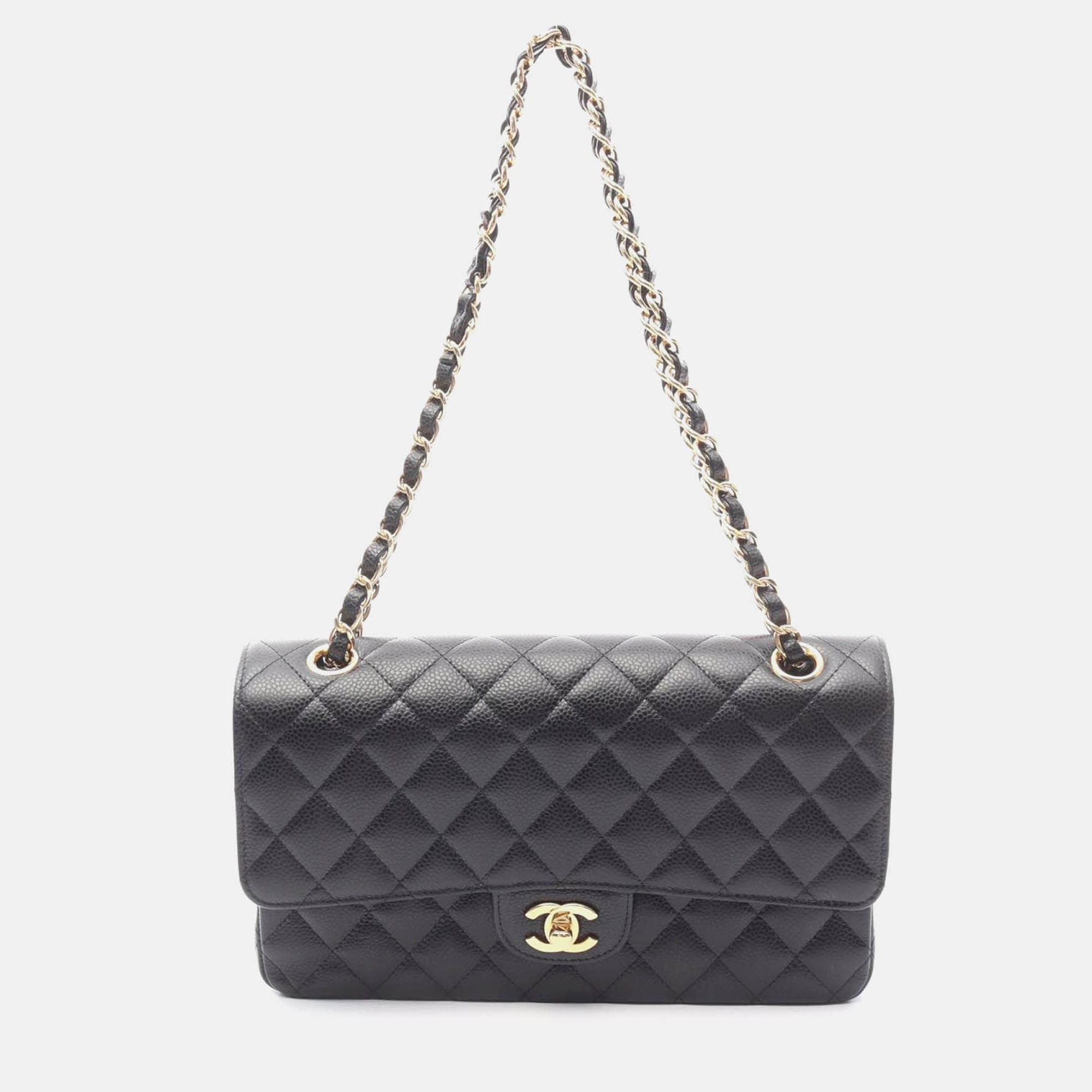 

Chanel Matelasse Black Leather GHW W-Flap Chain Shoulder Bag