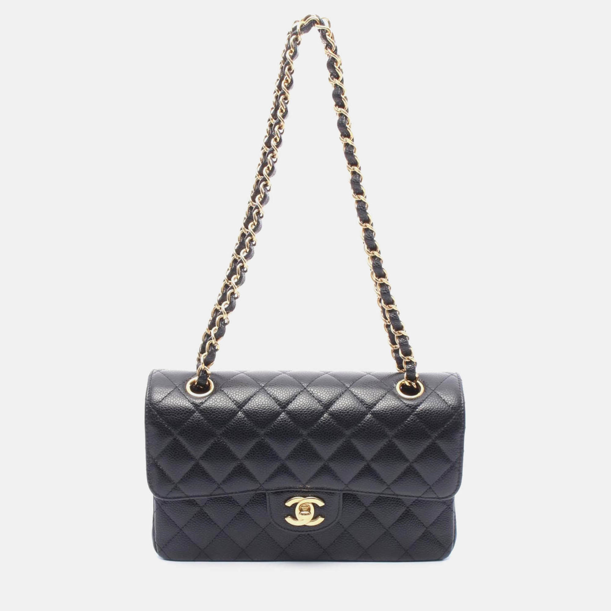 

Chanel Matelasse Black Leather GHW W-Flap Chain Shoulder Bag