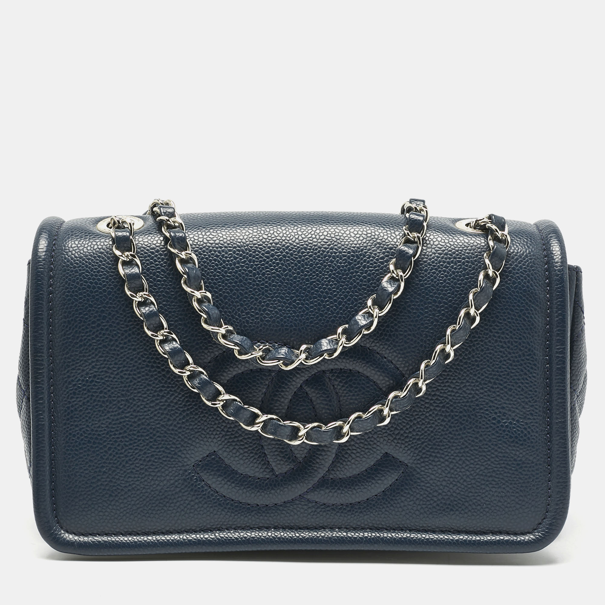 

Chanel Navy Blue Quilted Caviar Leather Medium Timeless CC Flap Bag