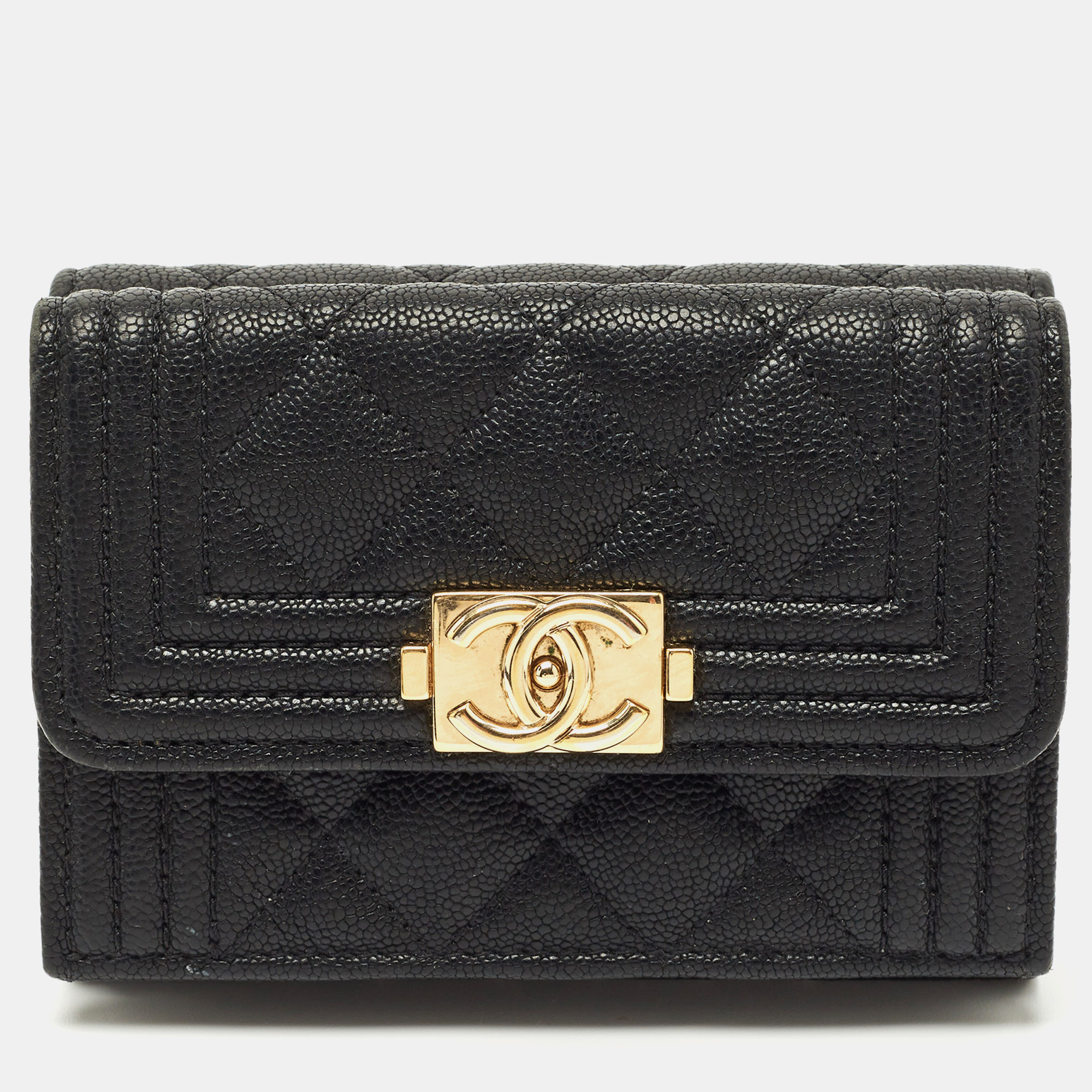 

Chanel Black Quilted Caviar Leather Boy Wallet