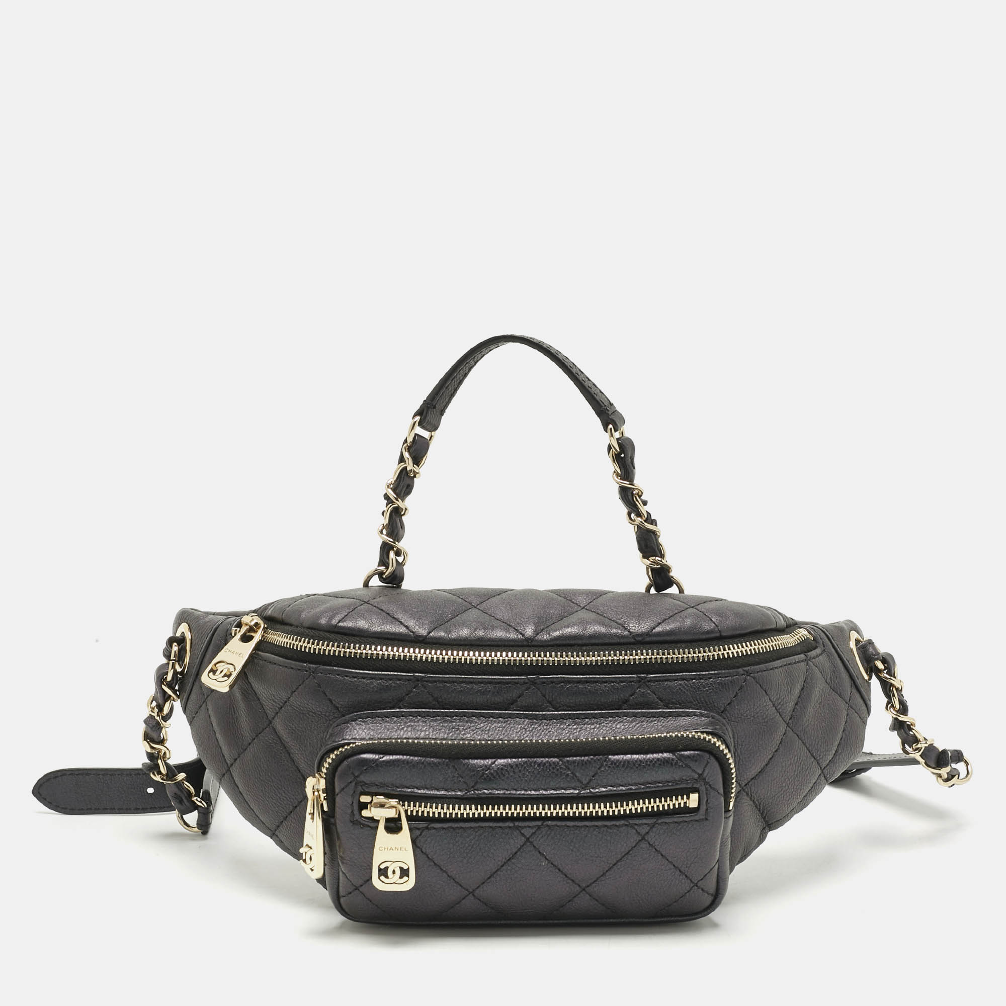 

Chanel Black Quilted Leather All About Waist Belt Bag