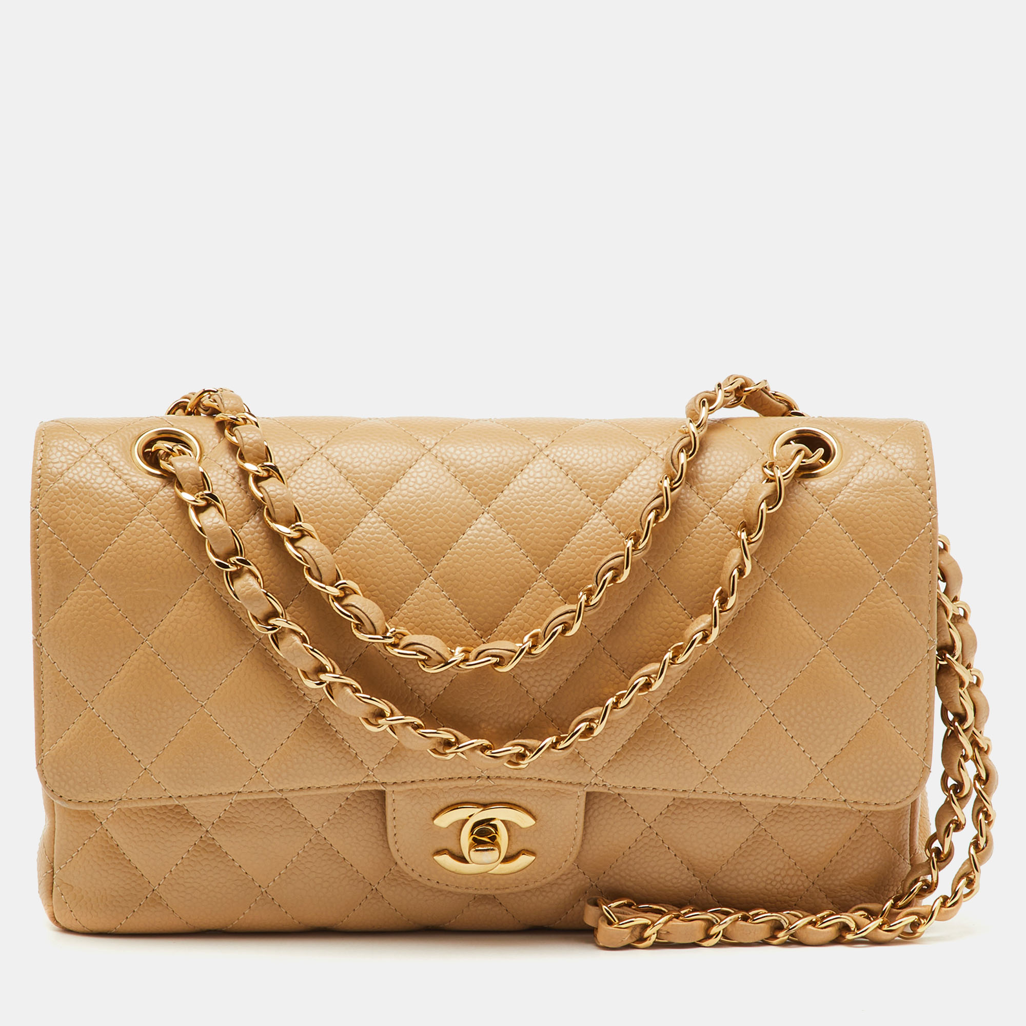 

Chanel Beige Quilted Caviar Leather Medium Classic Double Flap Bag