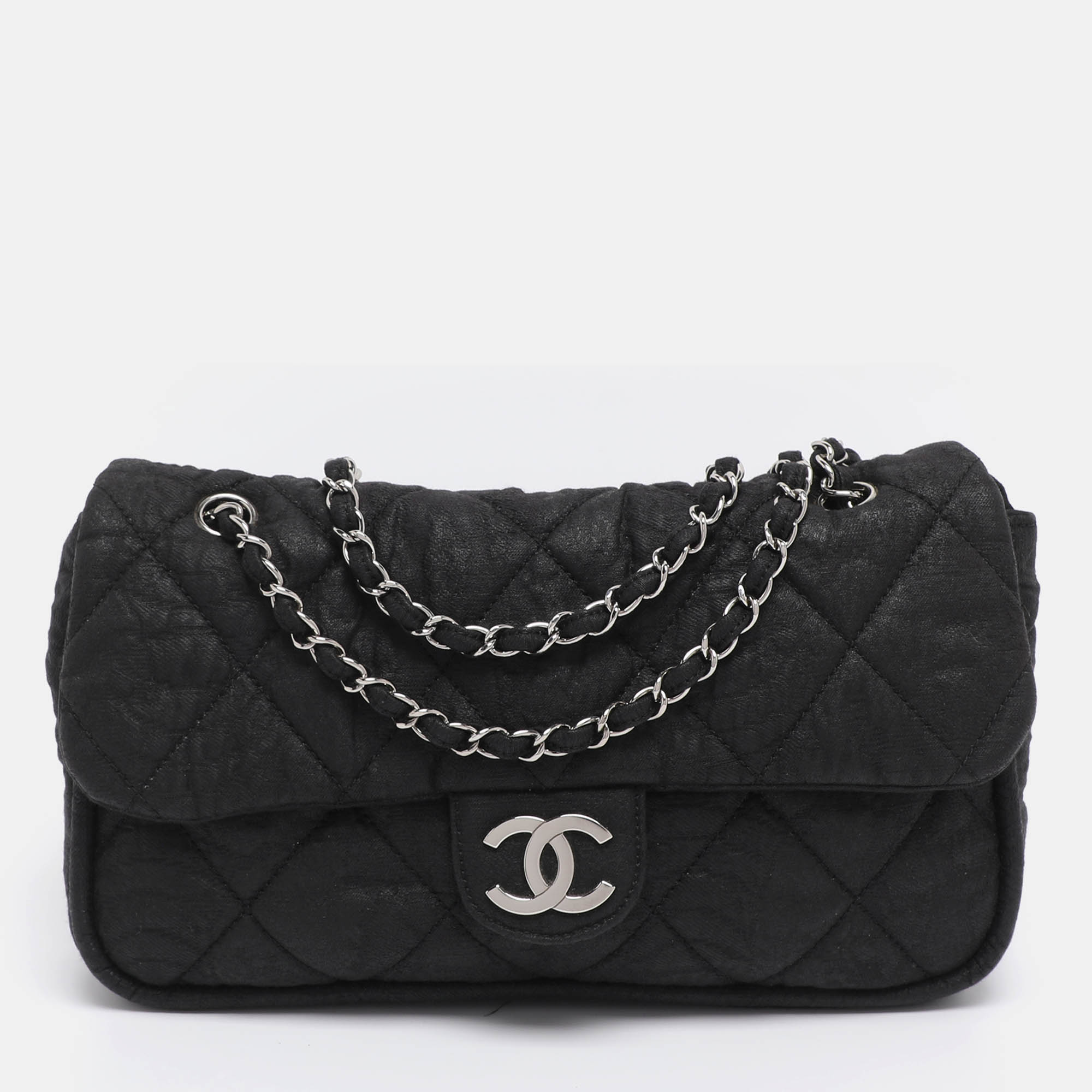 

Chanel Black Quilted Crinkled Canvas Le Marais Ligne Flap Bag