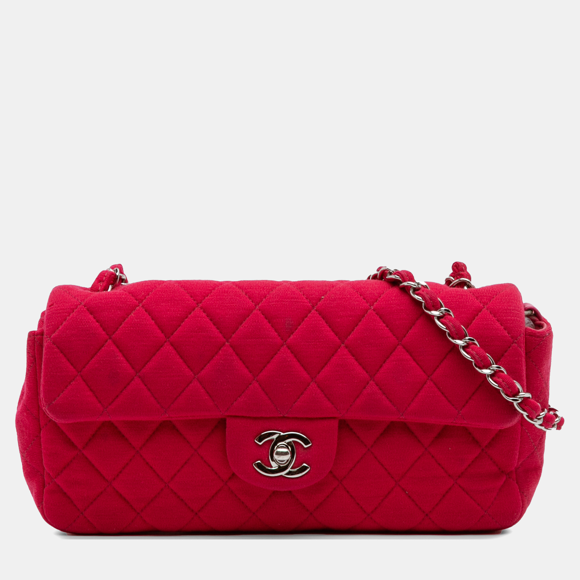 

Chanel Pink Quilted Jersey East West Single Flap Bag