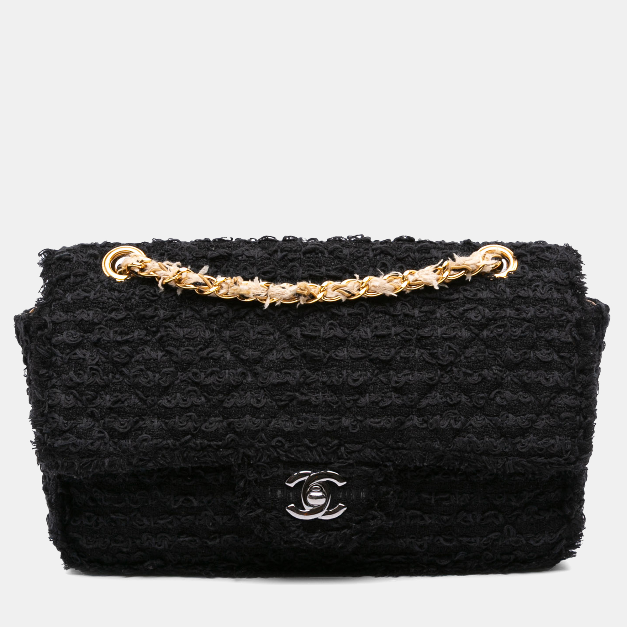 

Chanel Black Medium Classic Tweed Single Flap Bag