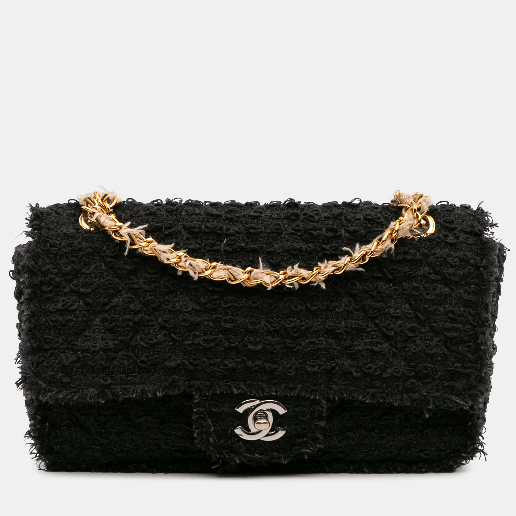 Chanel Black Medium Classic Tweed Single Flap Bag