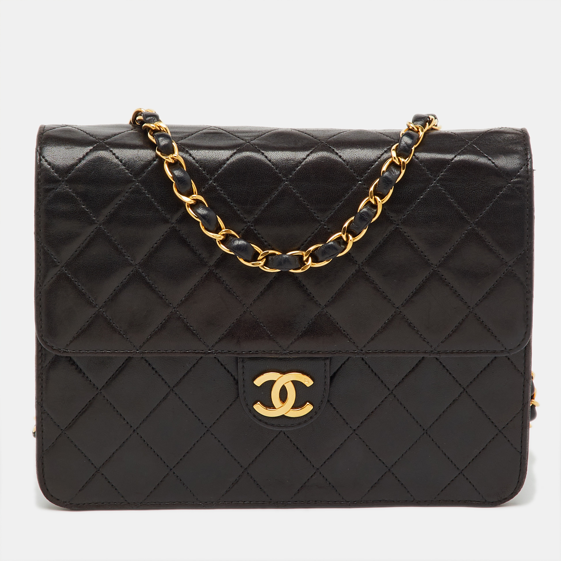 

Chanel Black Quilted Leather CC Square Single Flap Bag