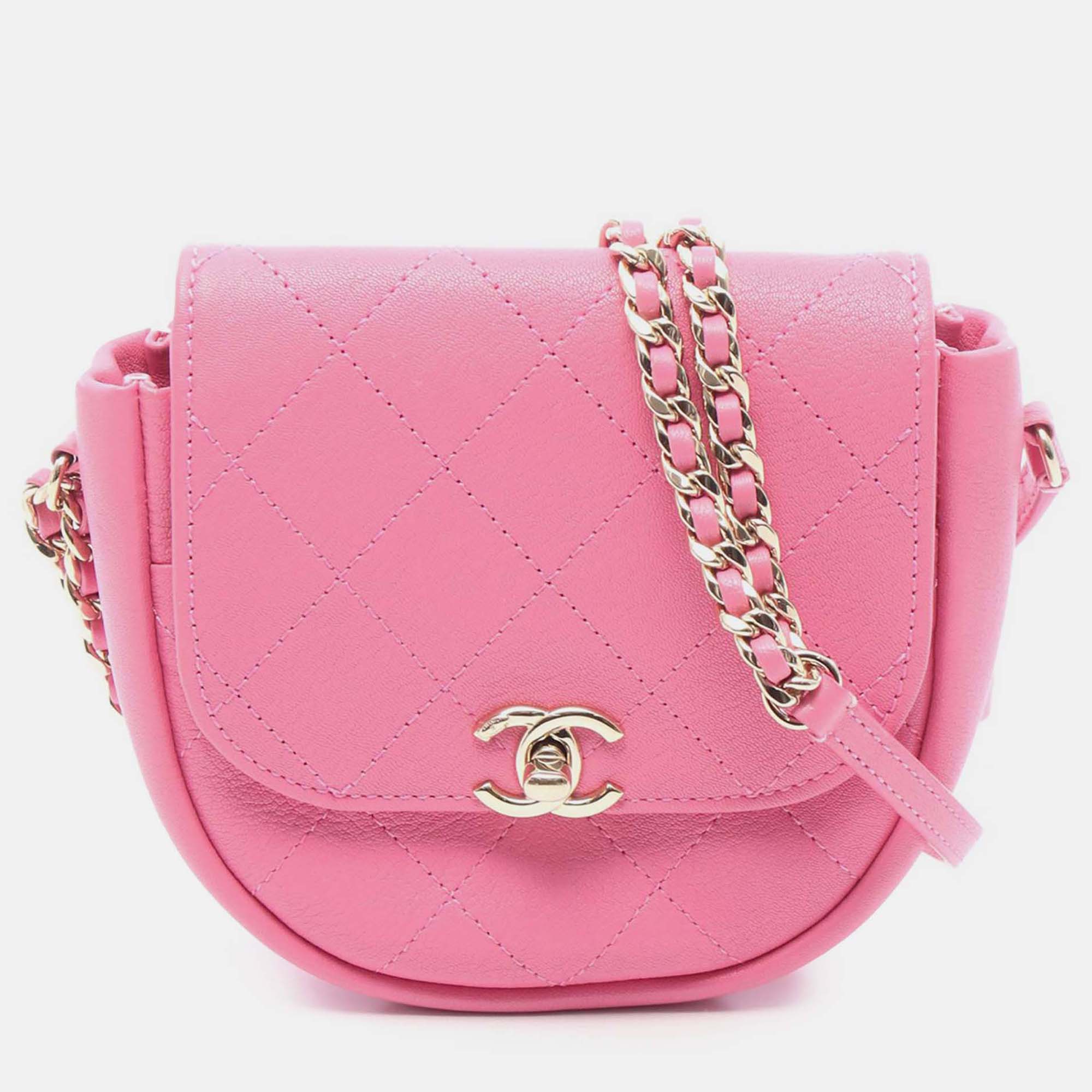 

Chanel Pink Stitched Goatskin Casual Trip Flap