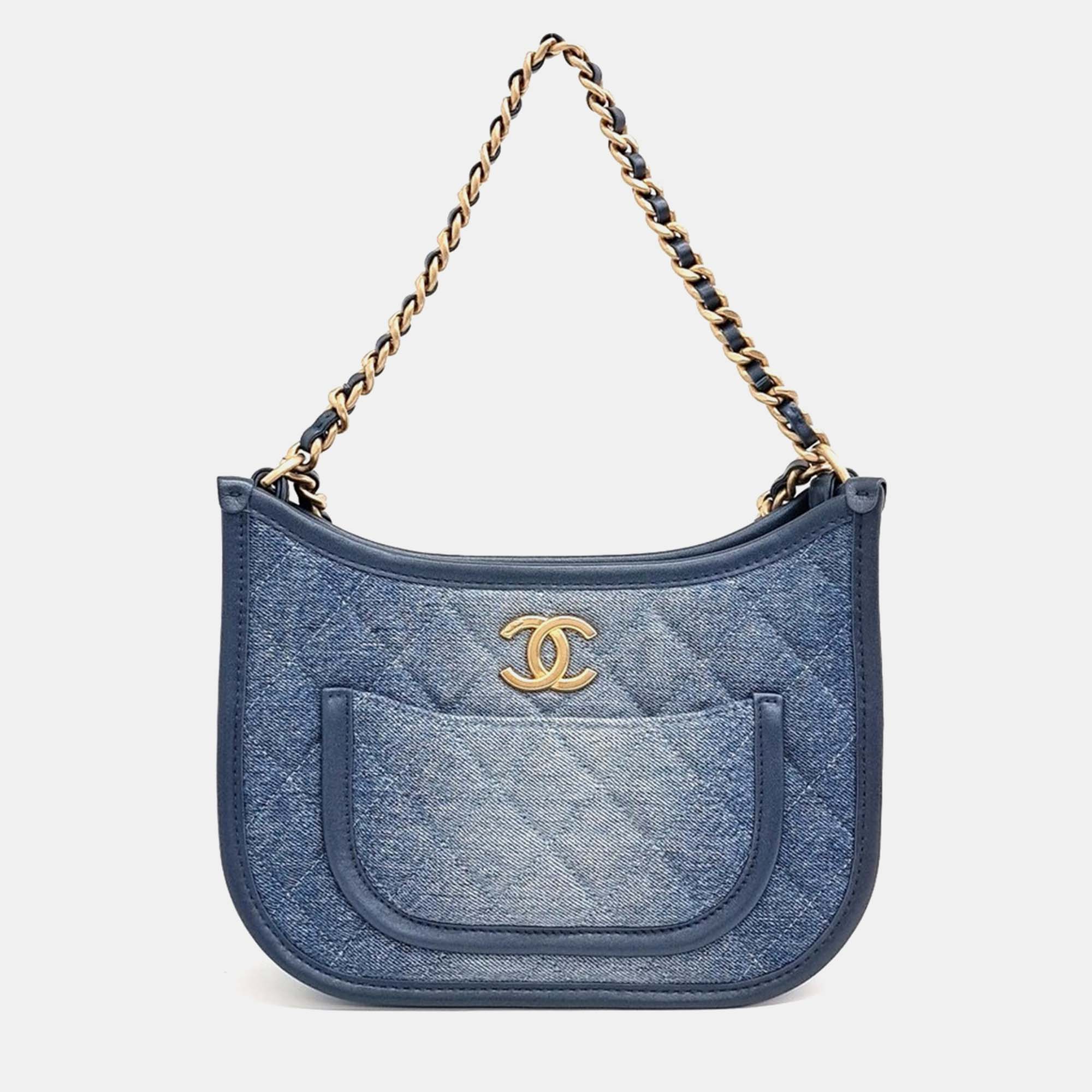 

Chanel Blue Denim Hobo Bag