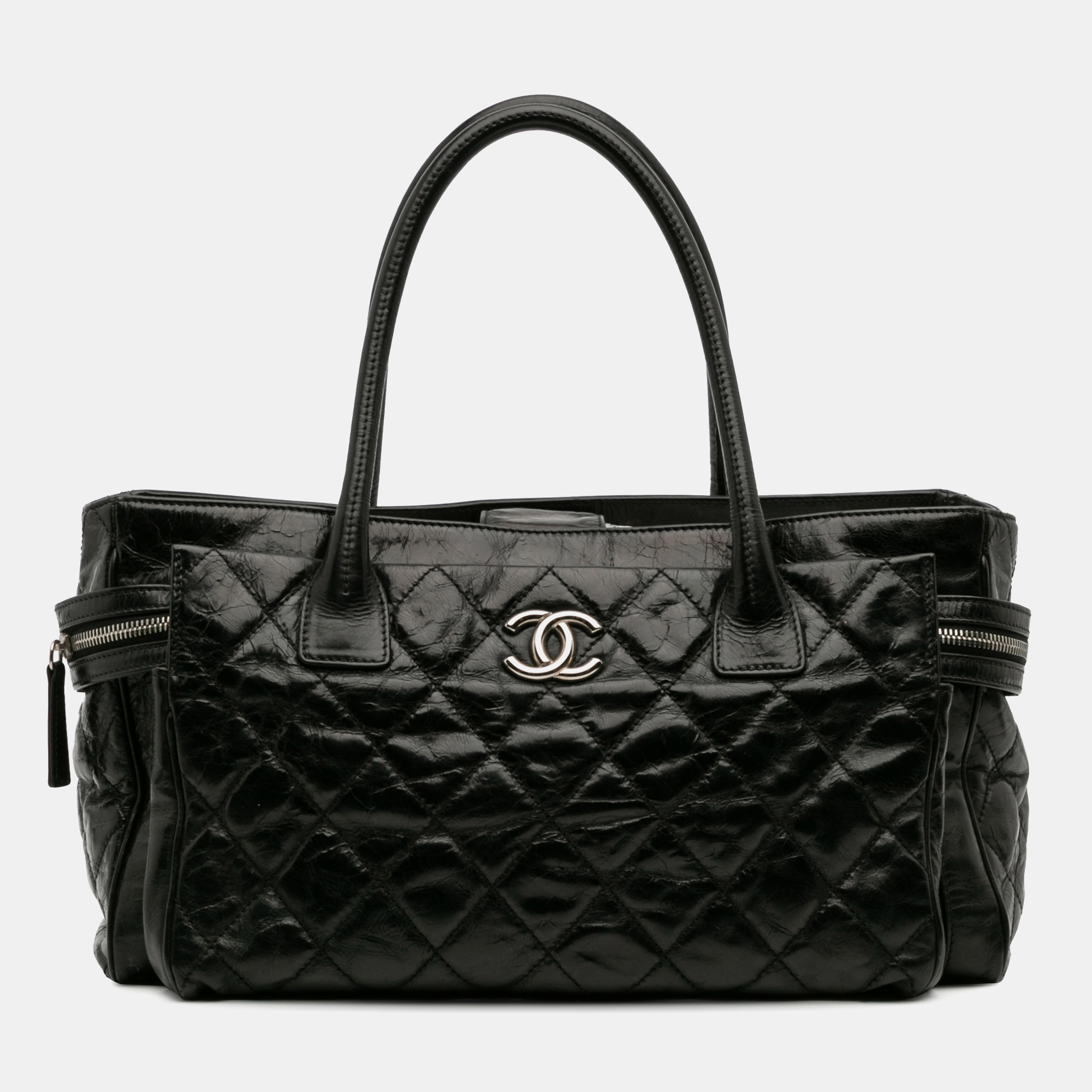 

Chanel Black Medium Quilted Glazed Calfskin Executive Tote