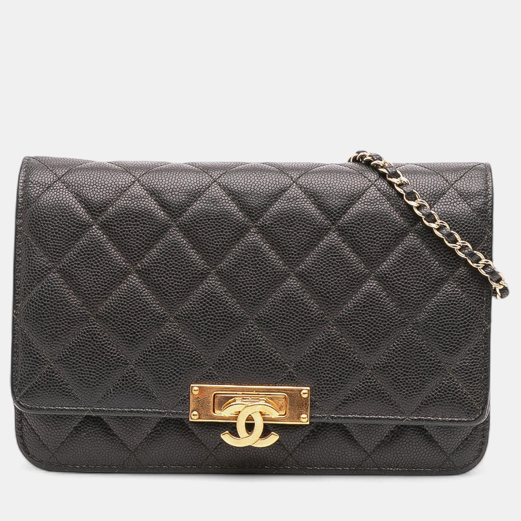

Chanel Black Quilted Caviar Golden Class Wallet On Chain