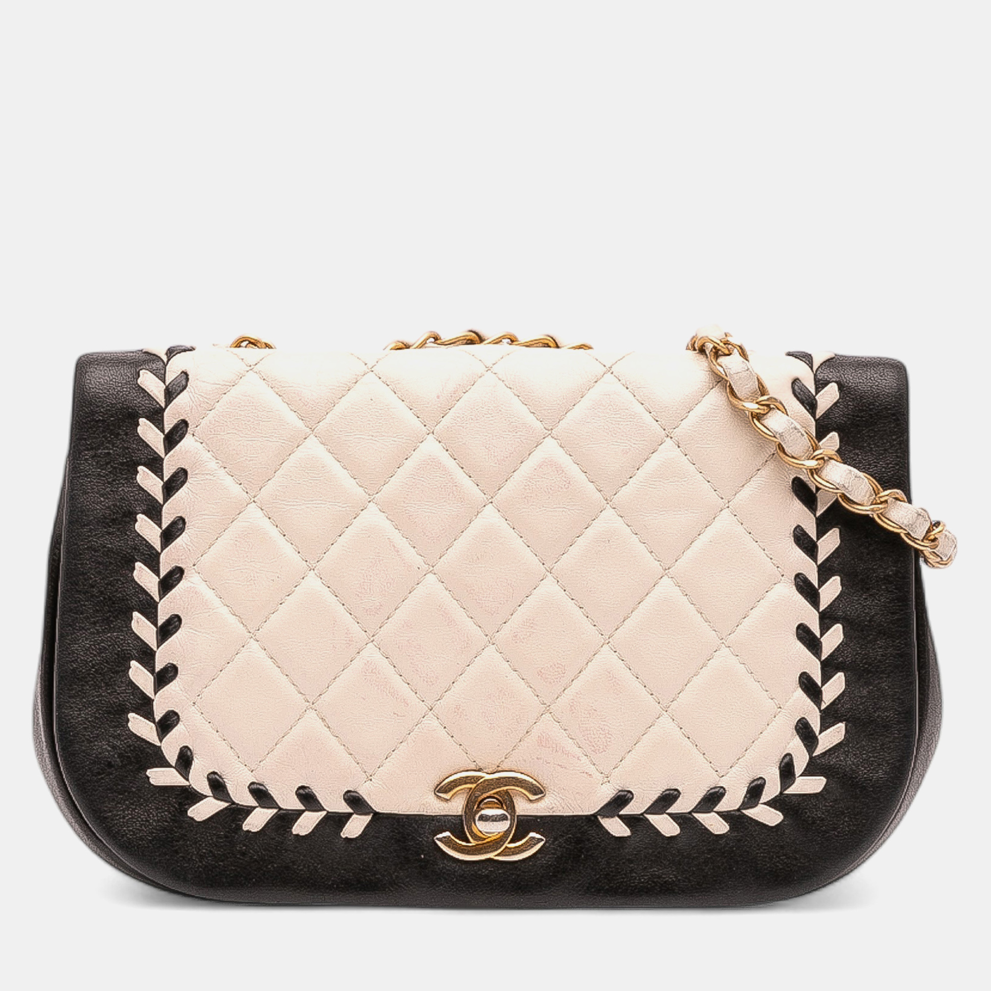 

Chanel White Small Bicolor Calfskin Braided Chic Flap