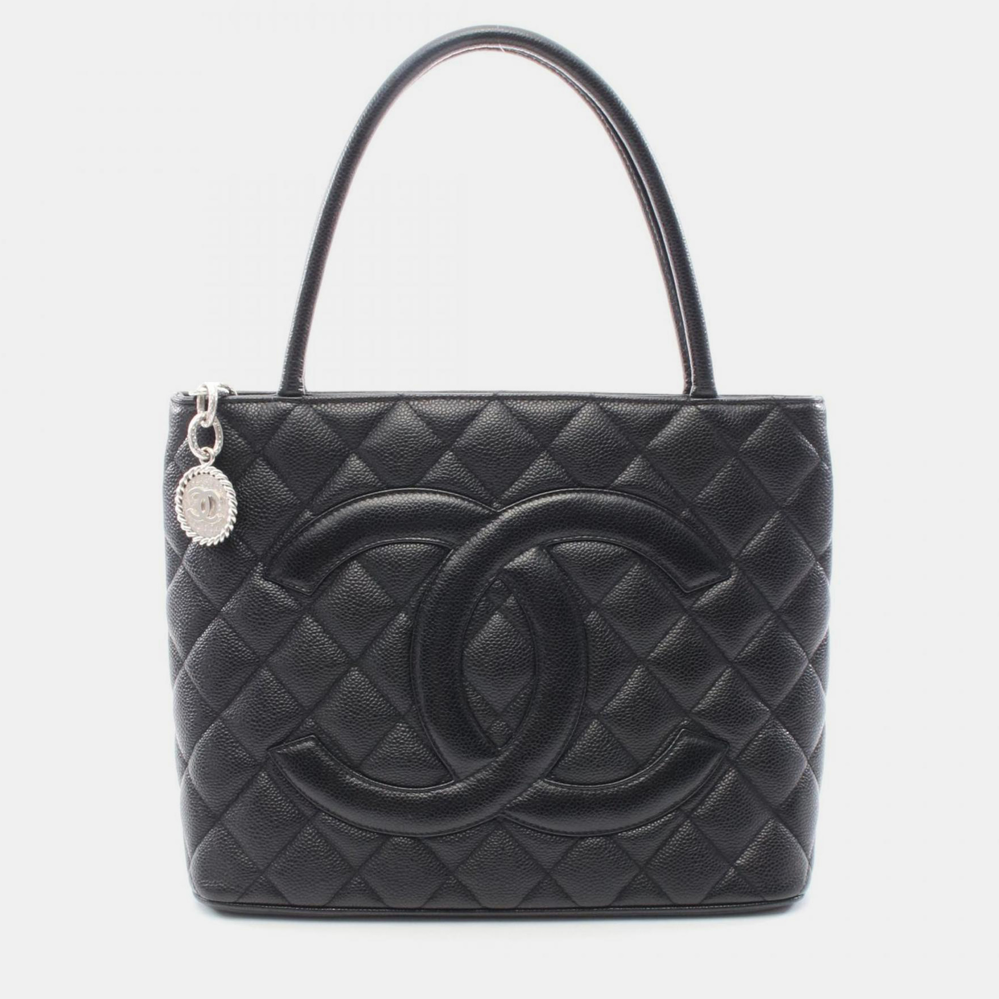 

Chanel Medallion Black Caviar Grained Calf Leather Tote Bag