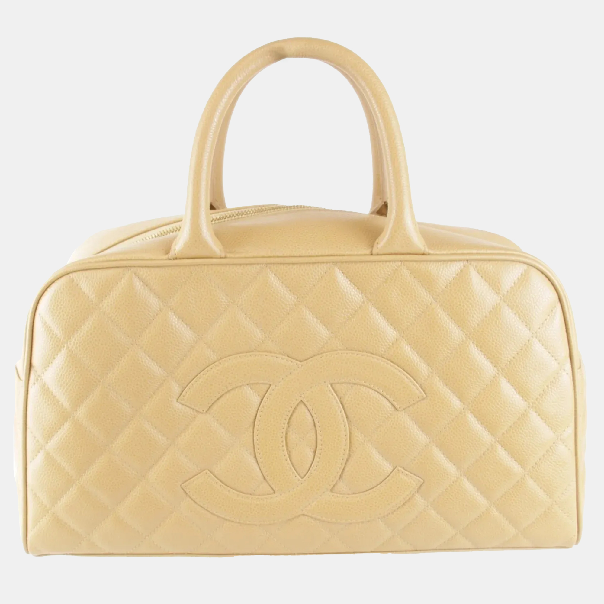 

Chanel Coco Mark Beige Caviar Skin Leather Boston Bag