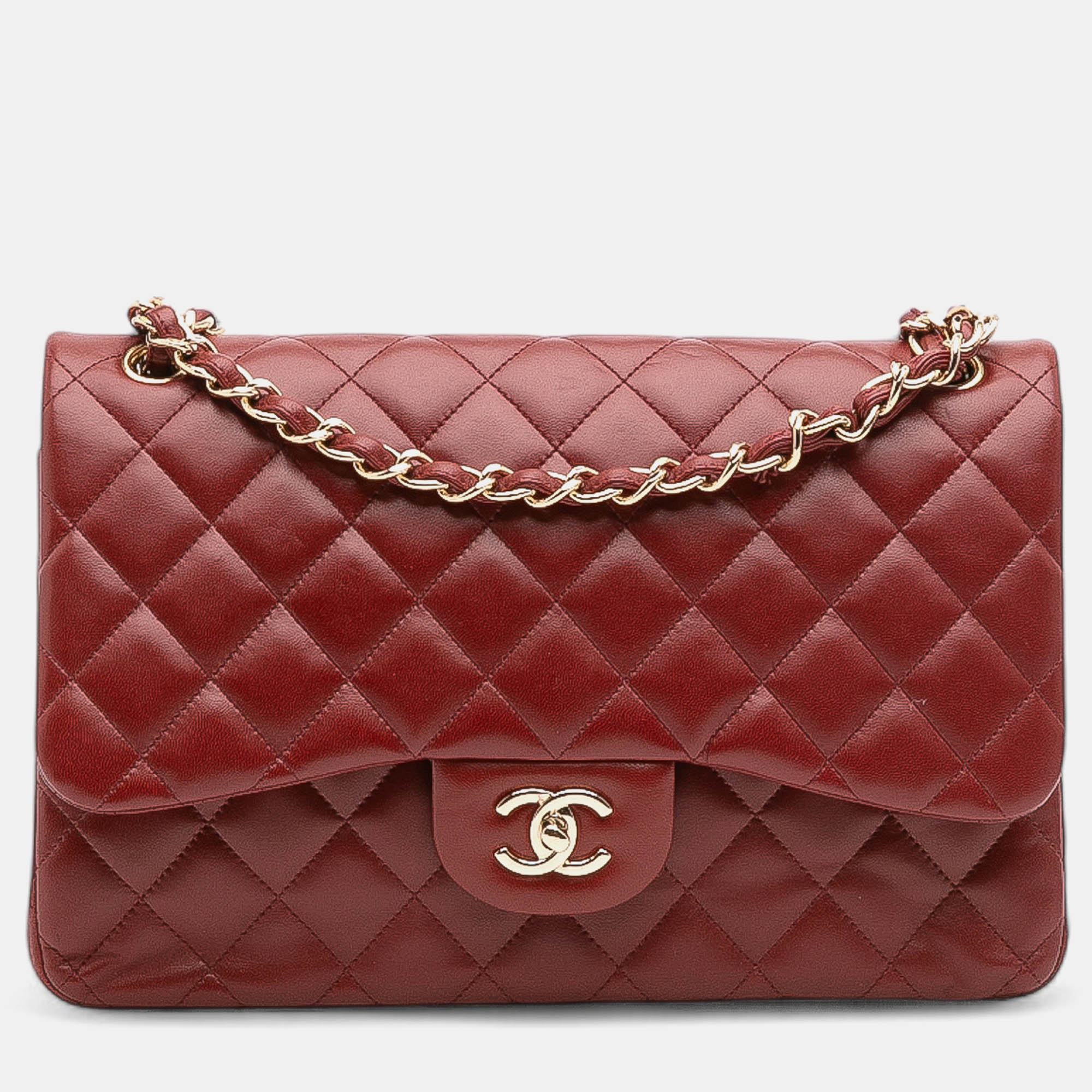 

Chanel Red Jumbo Classic Lambskin Double Flap