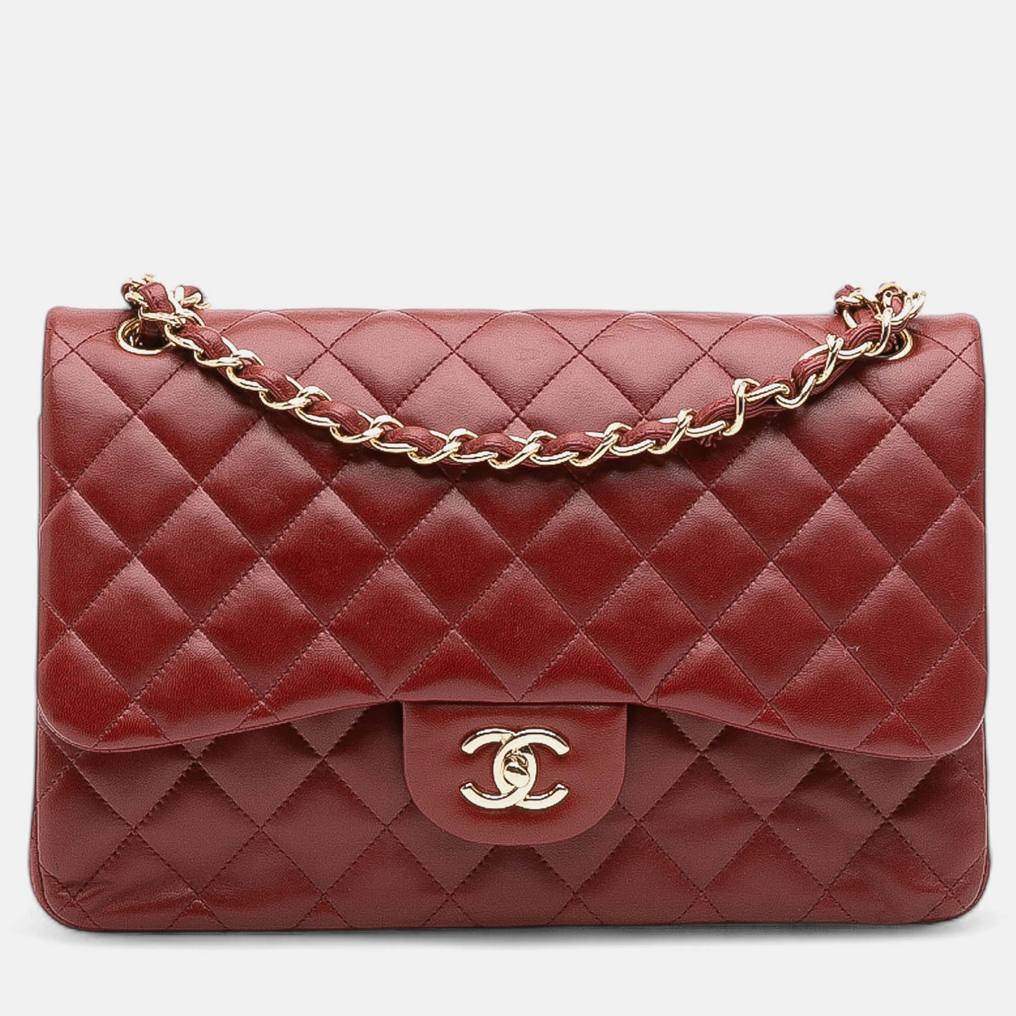 

Chanel Red Jumbo Classic Lambskin Double Flap
