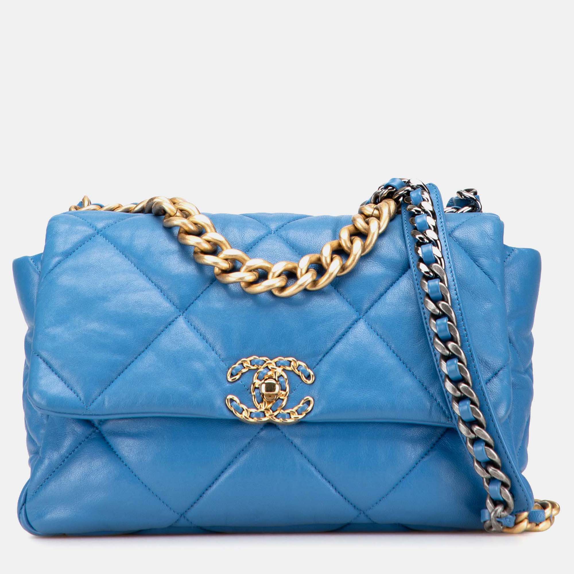 

Chanel Blue Large Lambskin 19 Flap