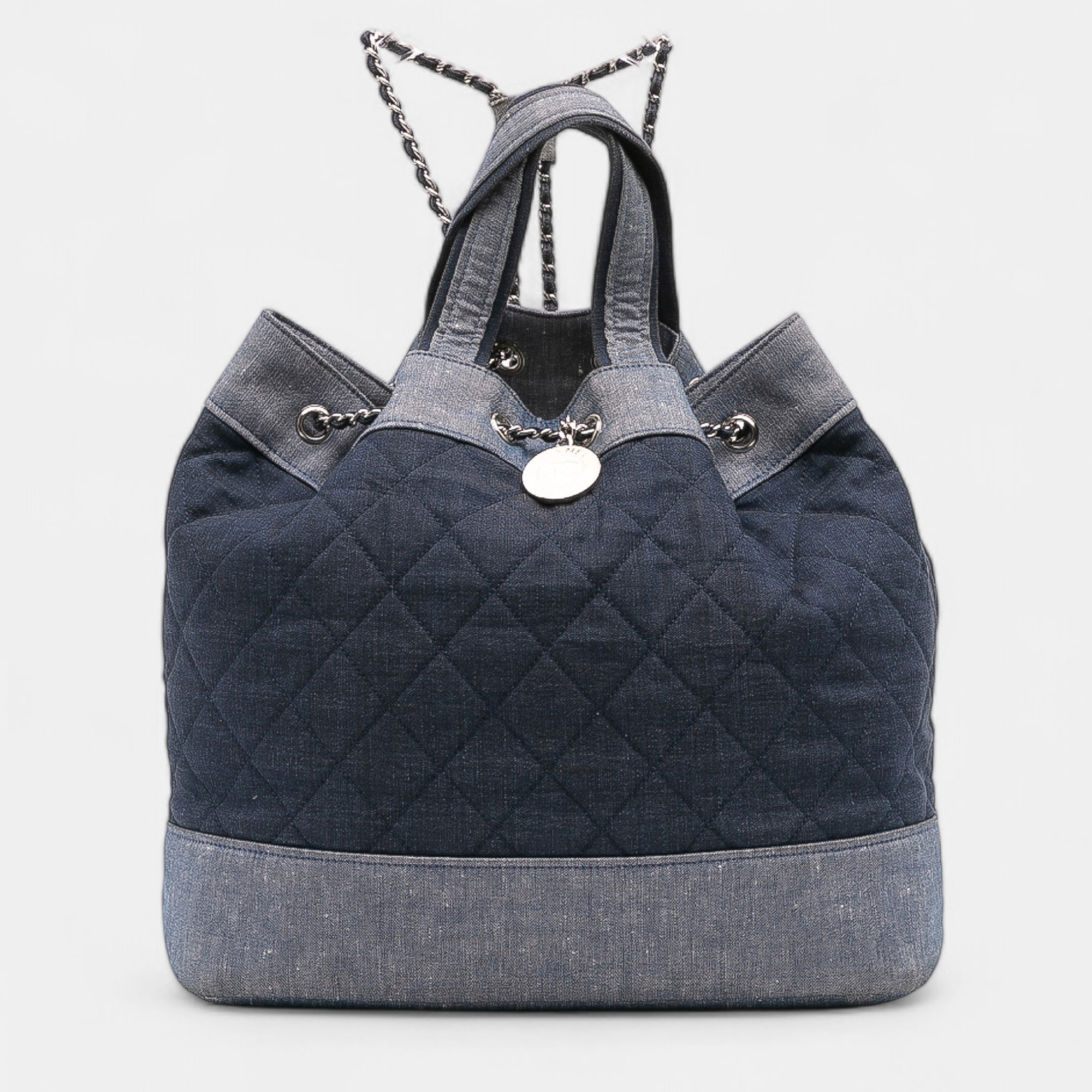 

Chanel Blue Quilted Denim Medallion Backpack