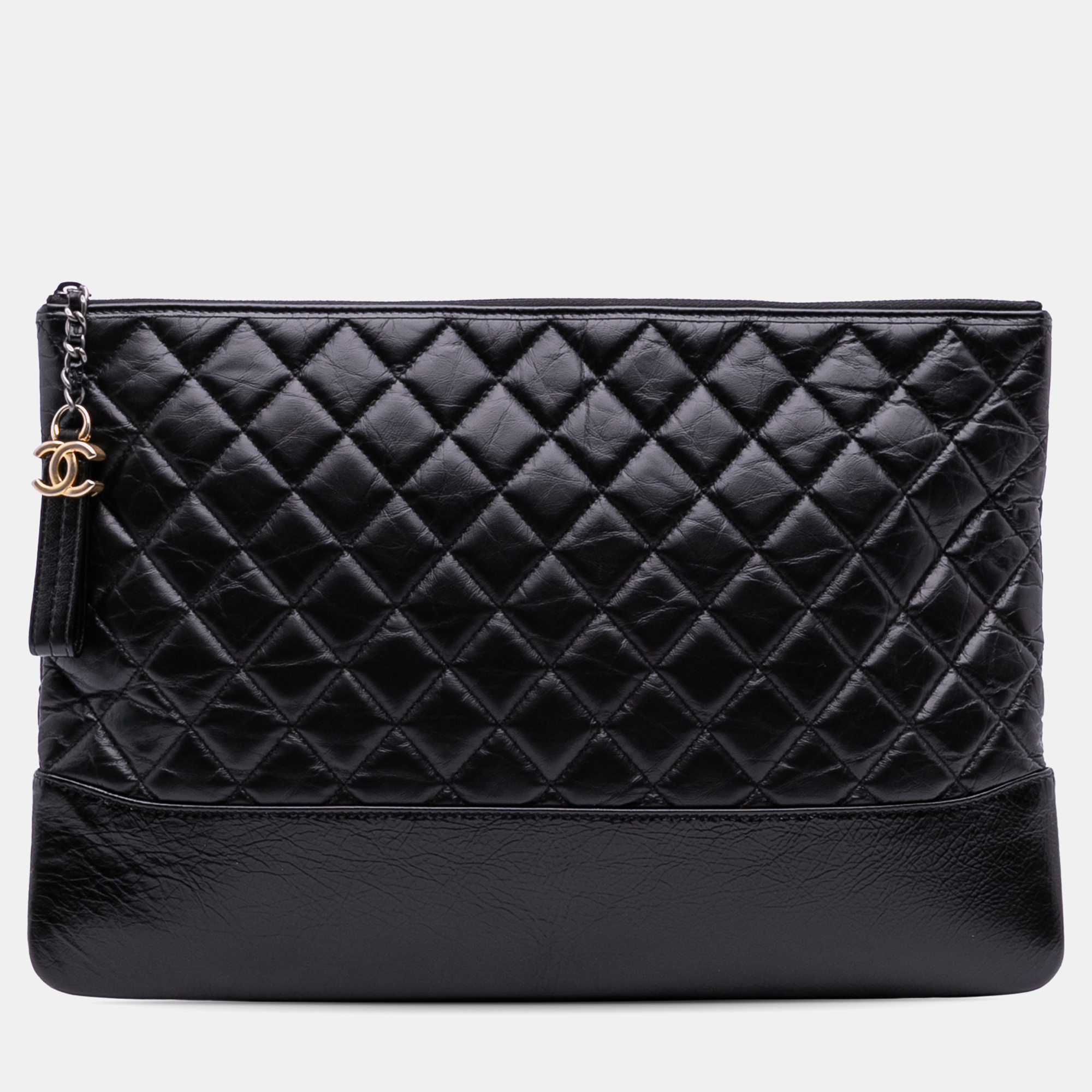 

Chanel Black Large Aged Calfskin Gabrielle O Case Clutch