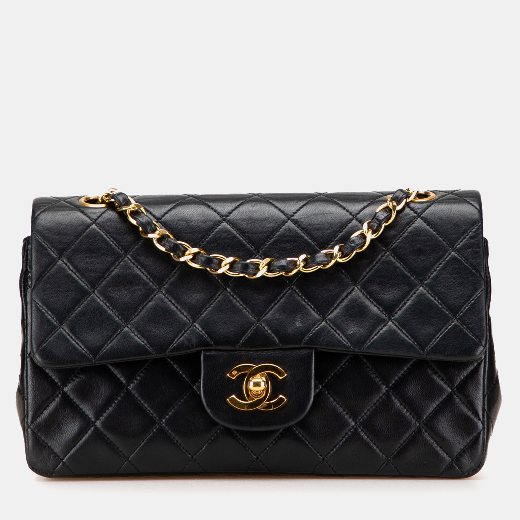 

Chanel Small Classic Black Lambskin Double Flap Bag