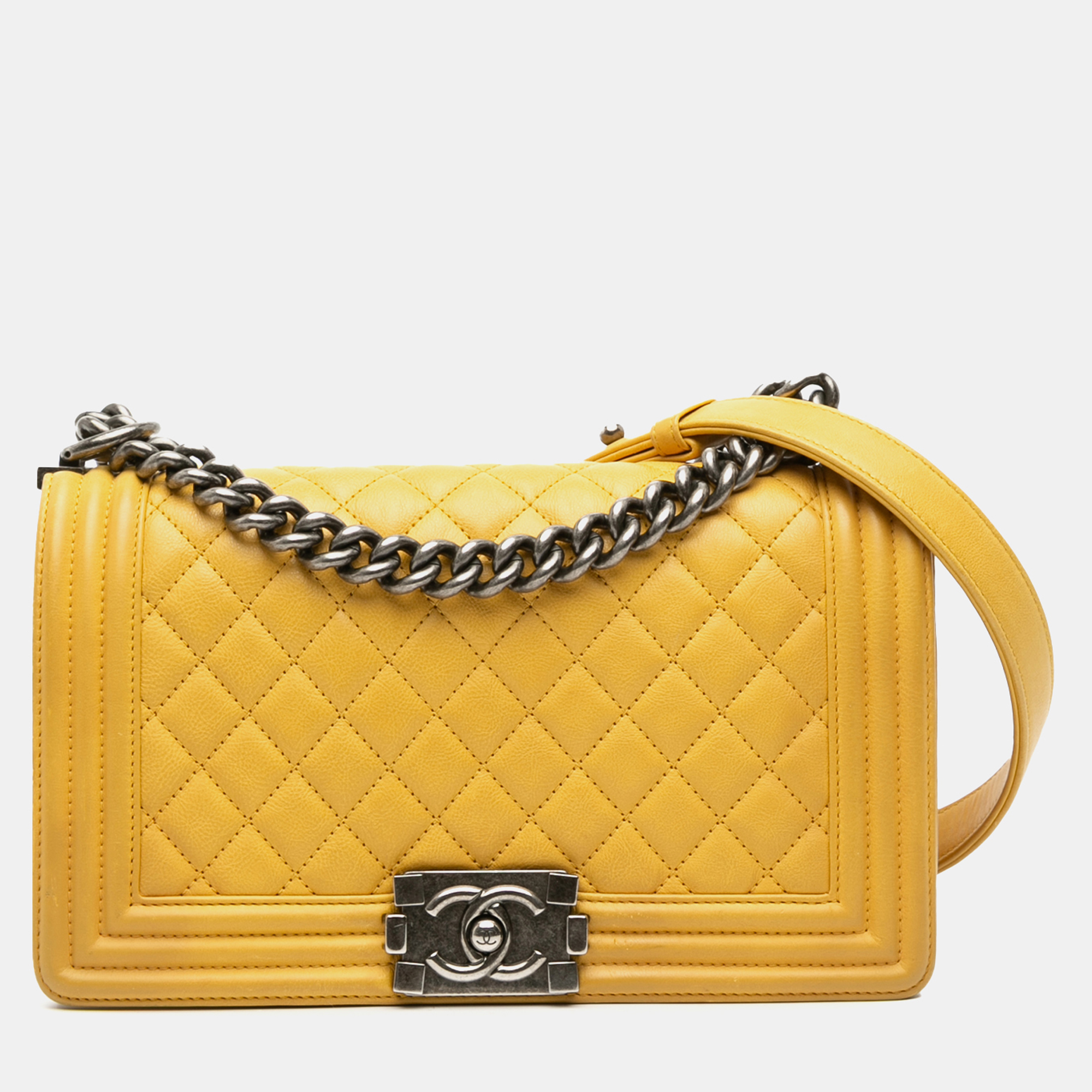 

Chanel Yellow Old Medium Quilted Calfskin Boy Flap