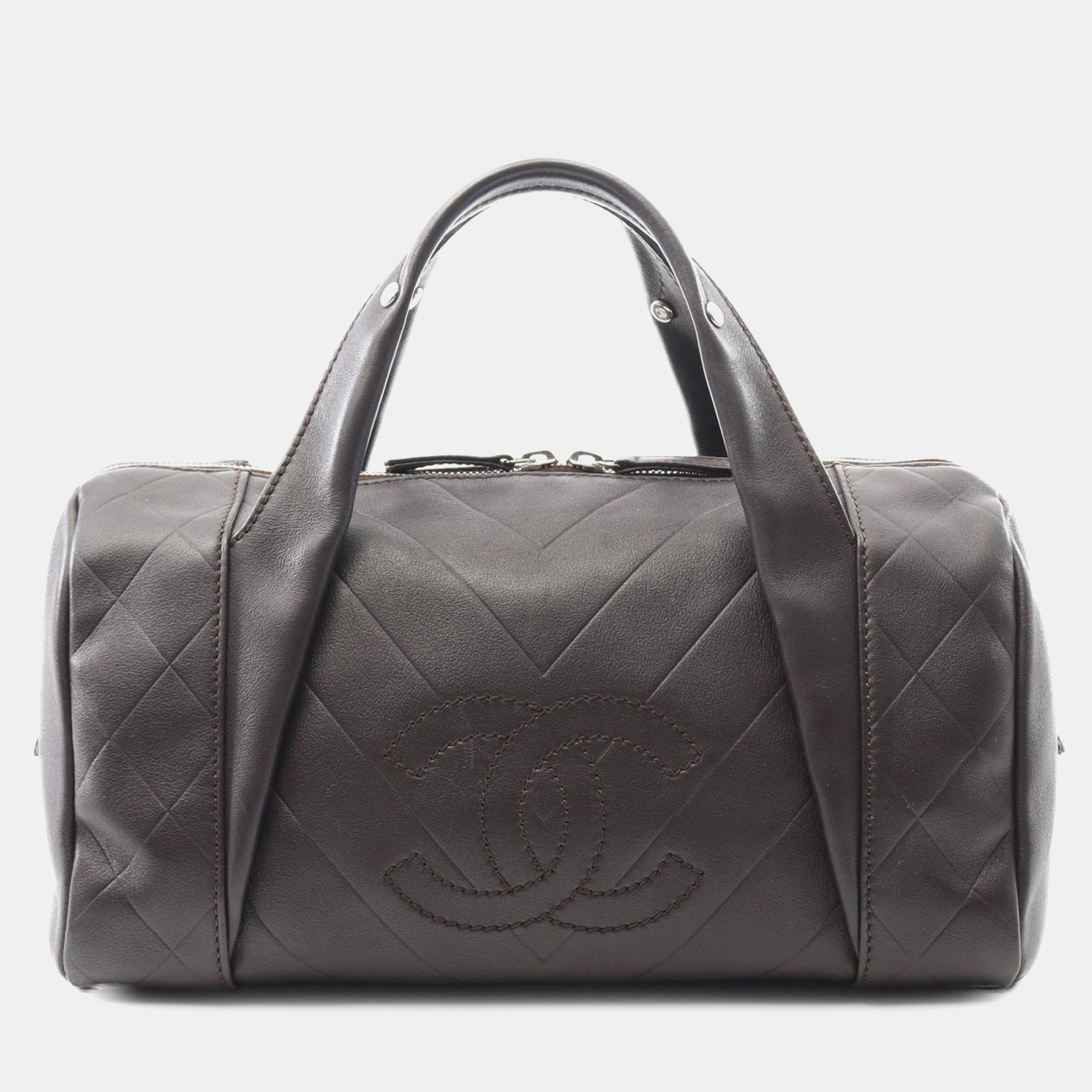 

Chanel Black CC Chevron Quilted Lambskin Boston Bag