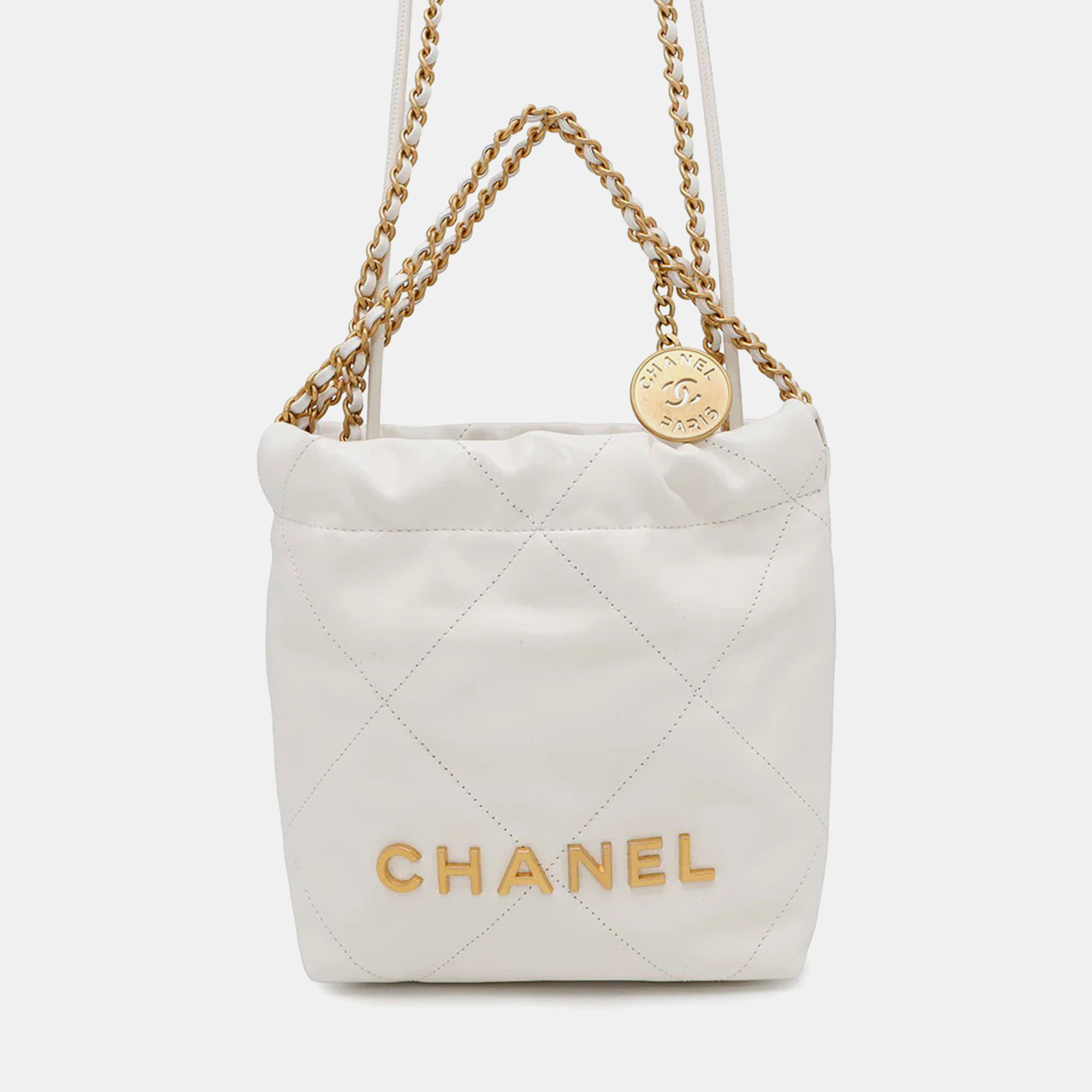 

Chanel 22 Mini White Shiny Calf Leather Chain Shoulder Bag