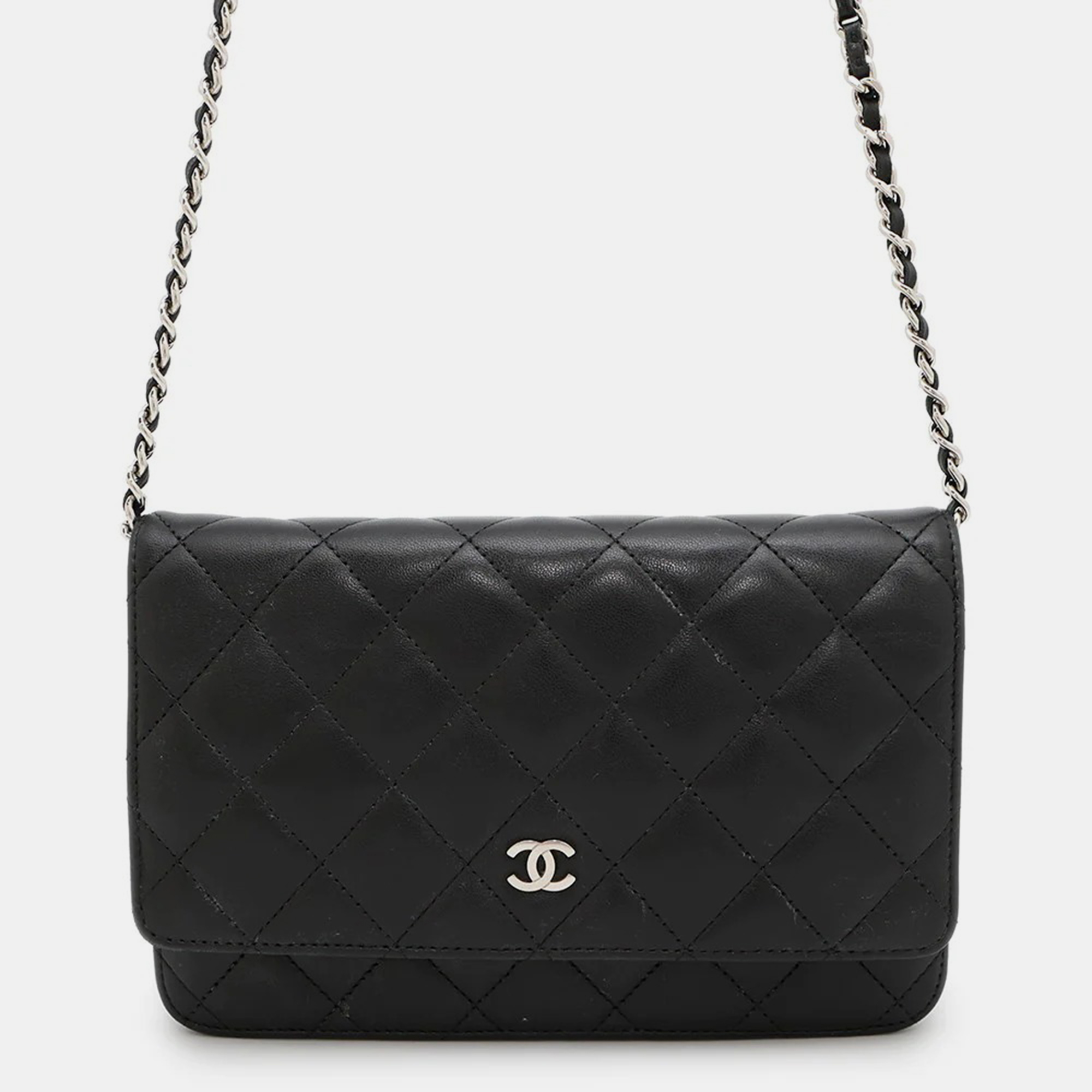 

Chanel Matelasse Black Lambskin Chain Wallet