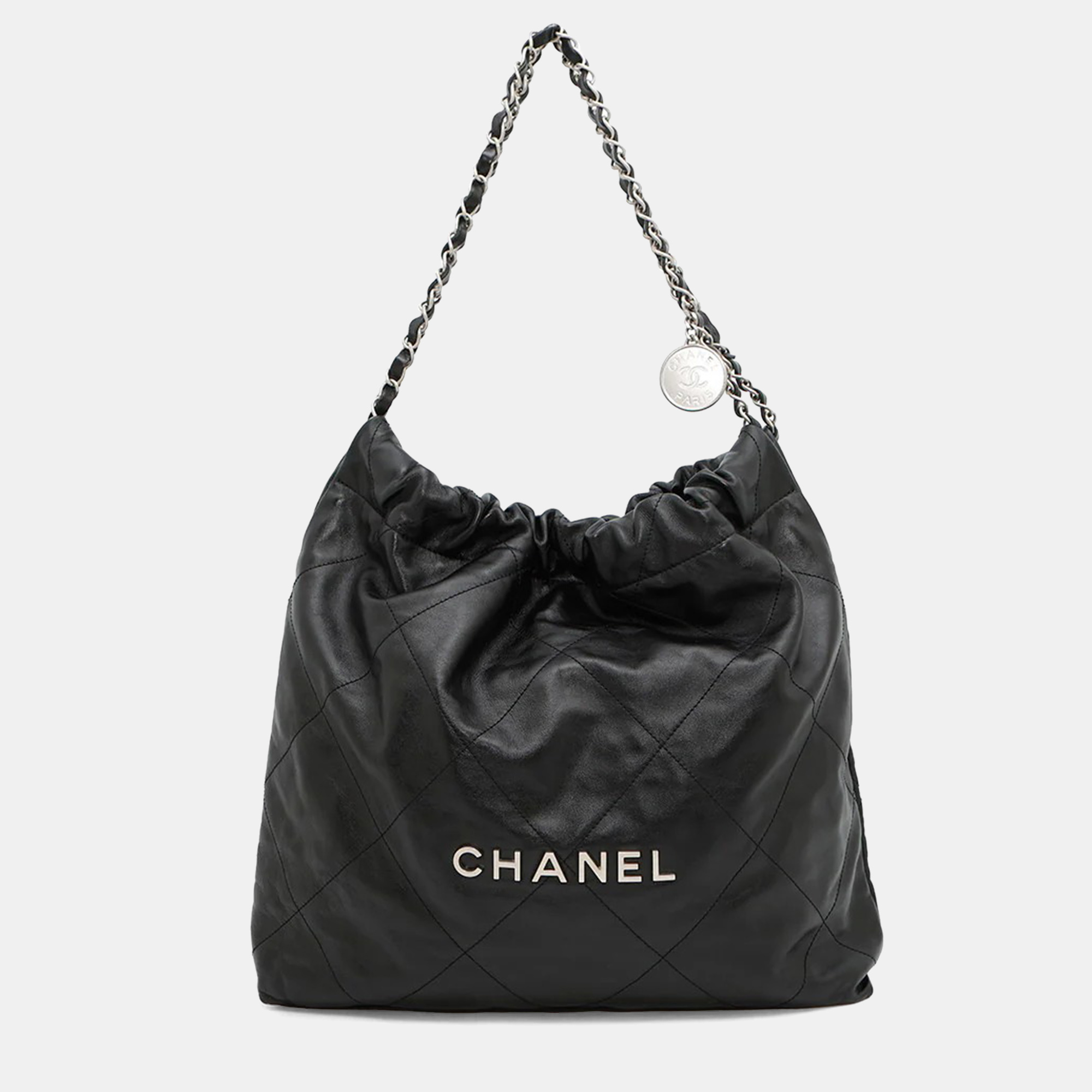 

Chanel Chanel22 Chain Shoulder Bag Black Shiny Calf Leather Size Small