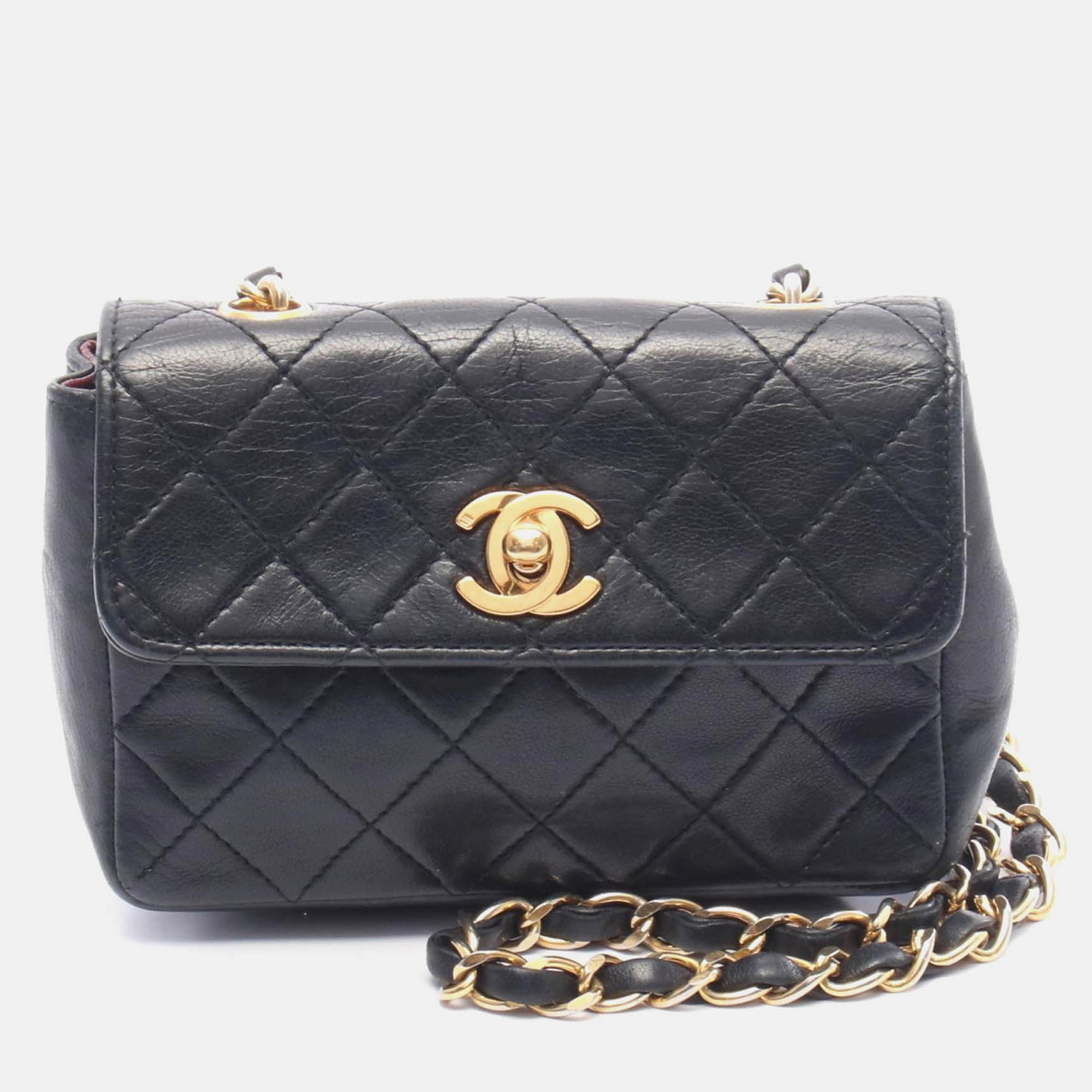 

Chanel Mini Matelassé Coco CC Black Lamb Leather Chain Shoulder Bag