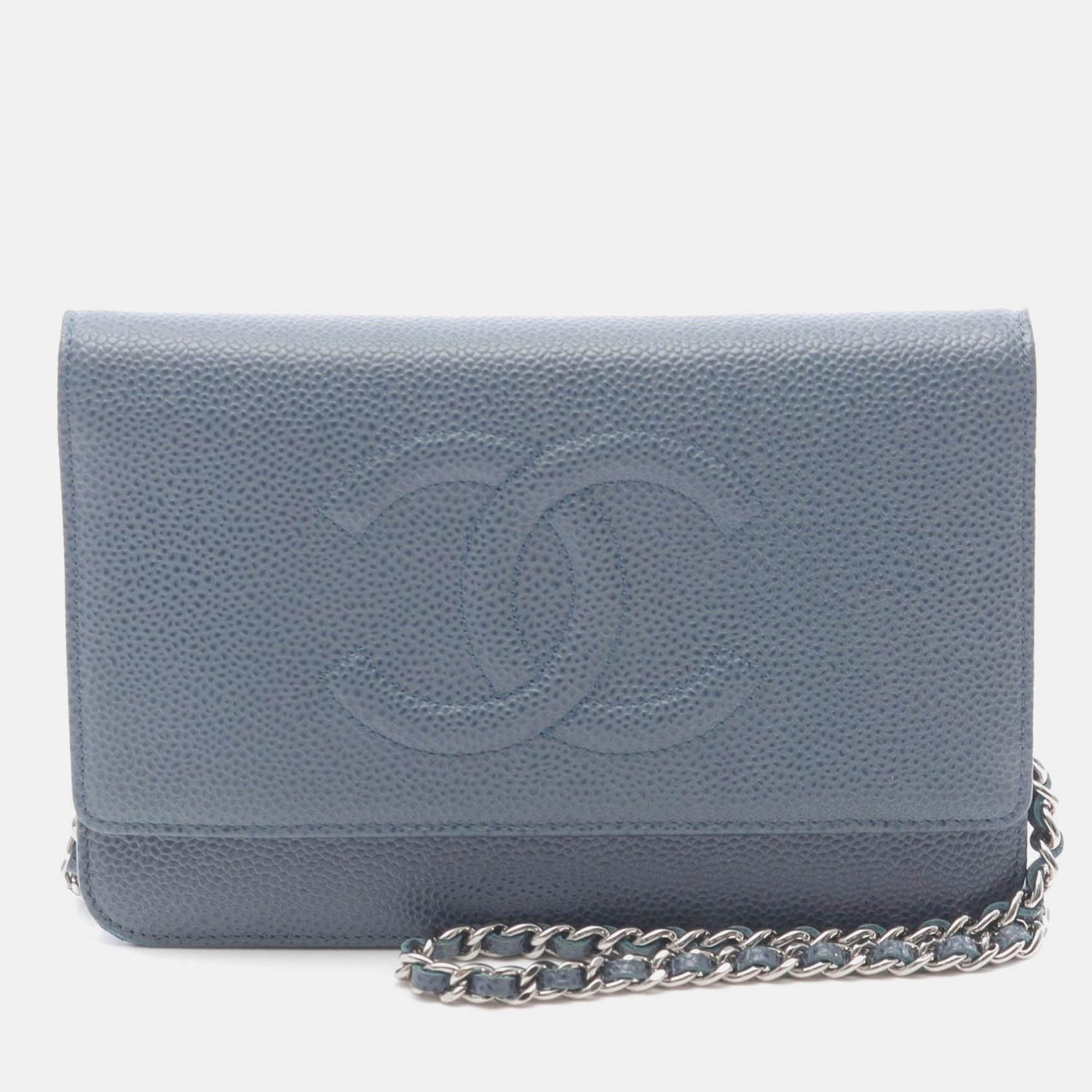

Chanel Coco CC Blue Calfskin Crossbody Chain Shoulder Bag