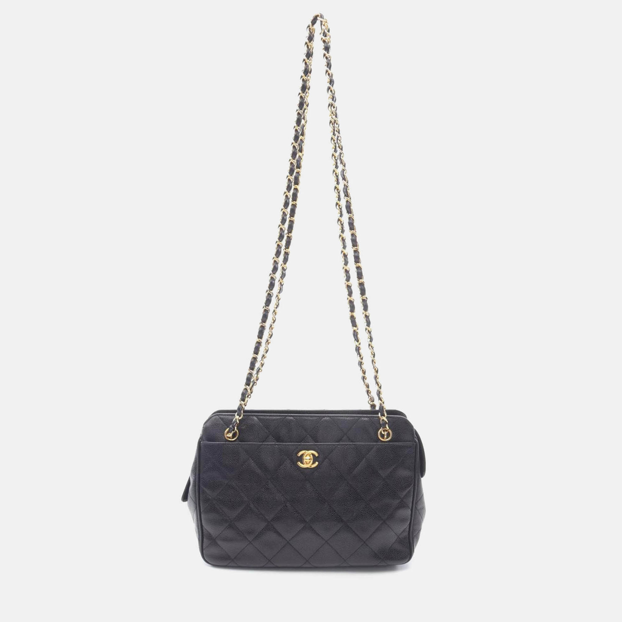 

Chanel Matelassé Coco CC Black Calfskin Crossbody Chain Shoulder Bag GHW