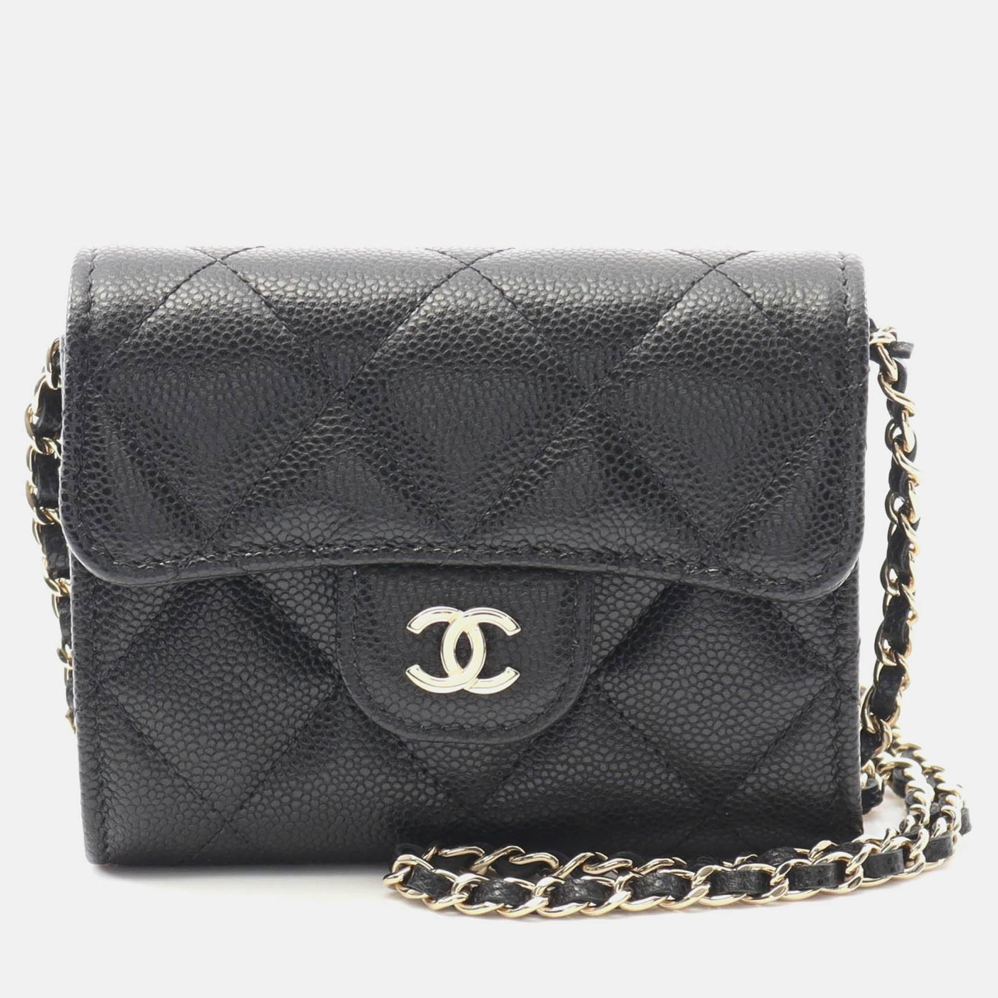 

Chanel Matelasse Black Calfskin Ghw Crossbody Chain Shoulder Bag GHW