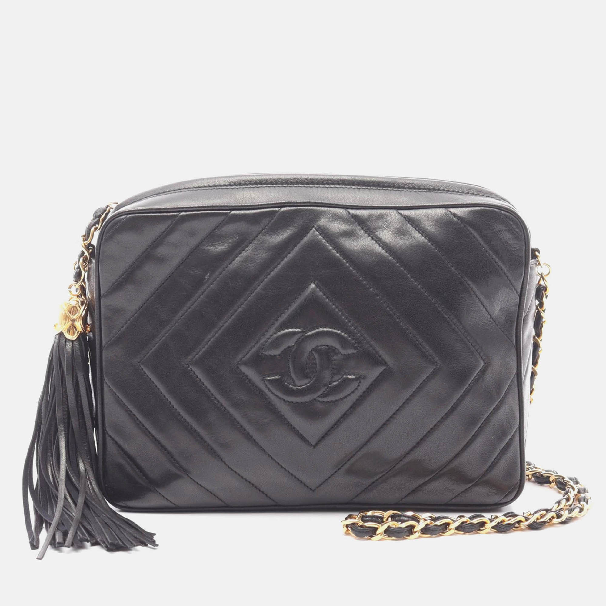 

Chanel CC Logo Black Lambskin Quilting Chain Shoulder Bag GHW